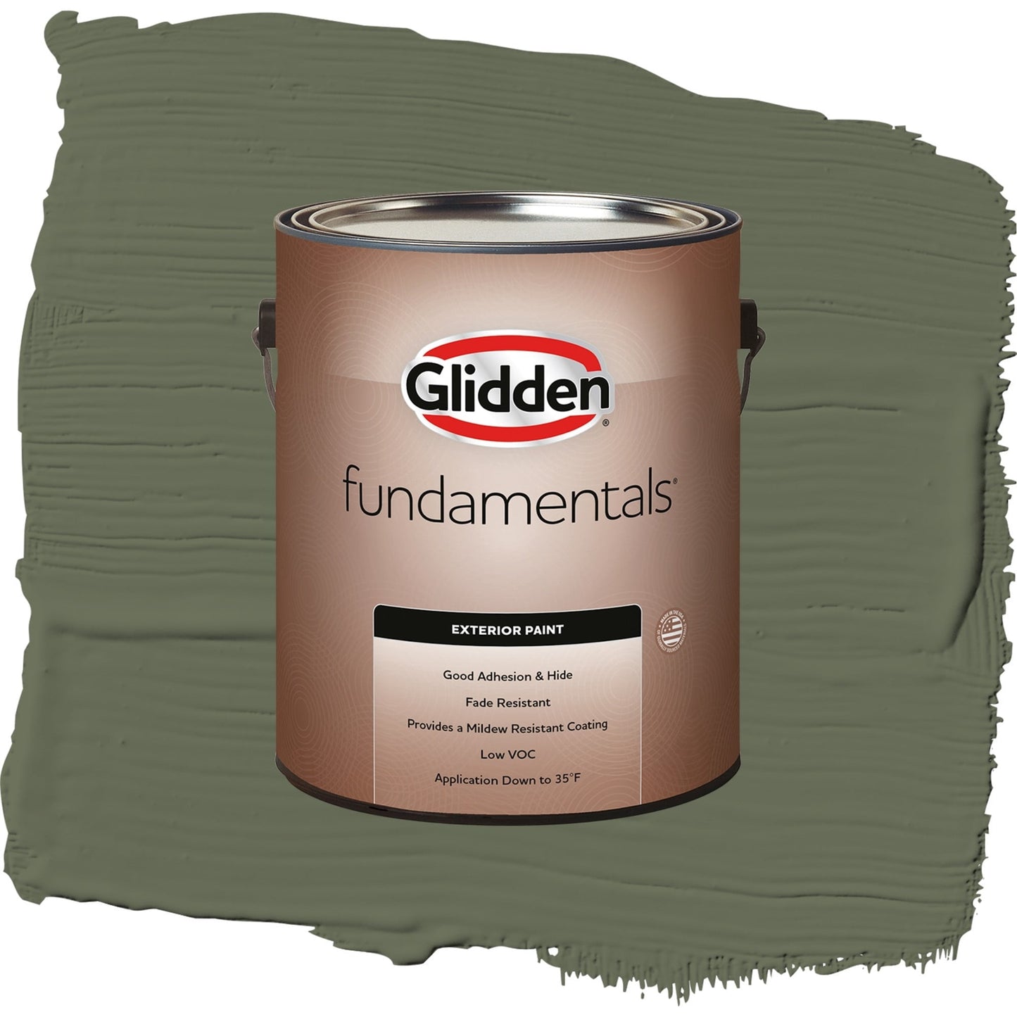 Glidden Fundamentals All About Olive / Green, Semi-Gloss Exterior Paint, 1 Gallon
