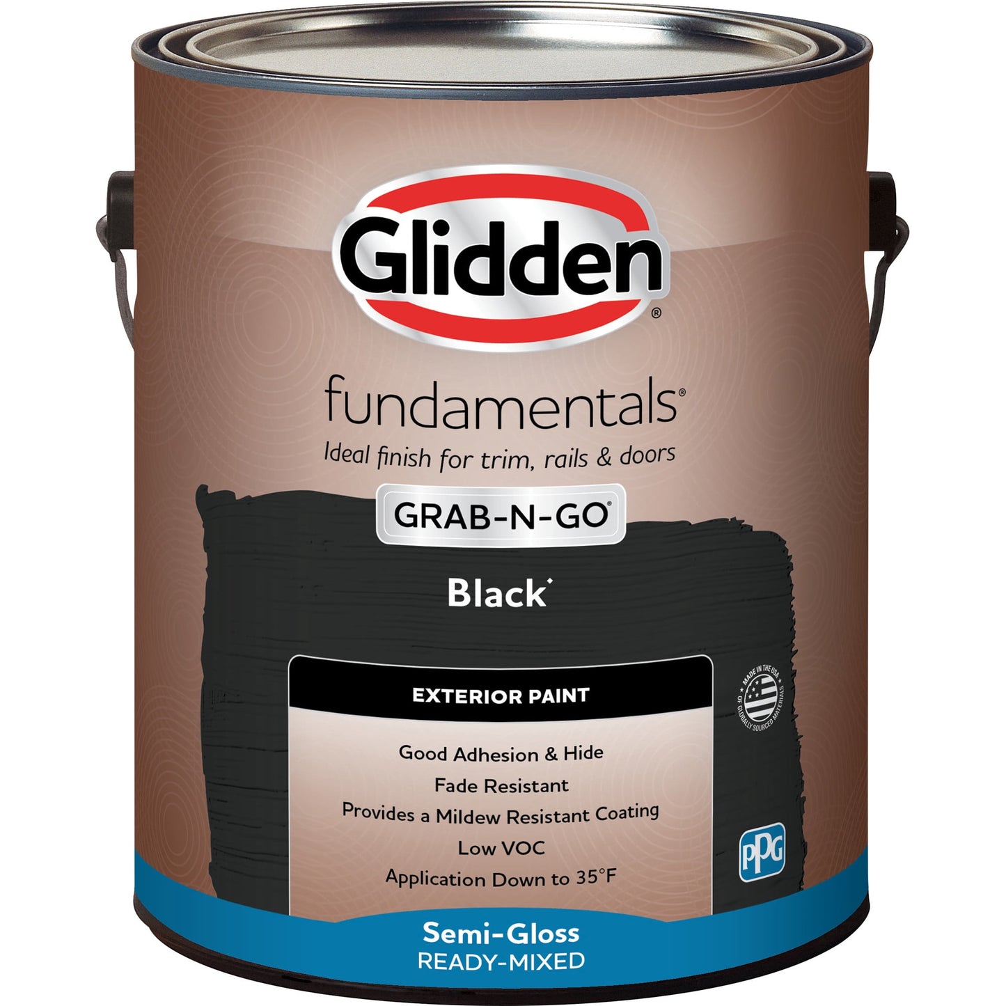 Glidden Fundamentals Grab-N-Go Black Semi-Gloss Exterior Paint, 1 Gallon