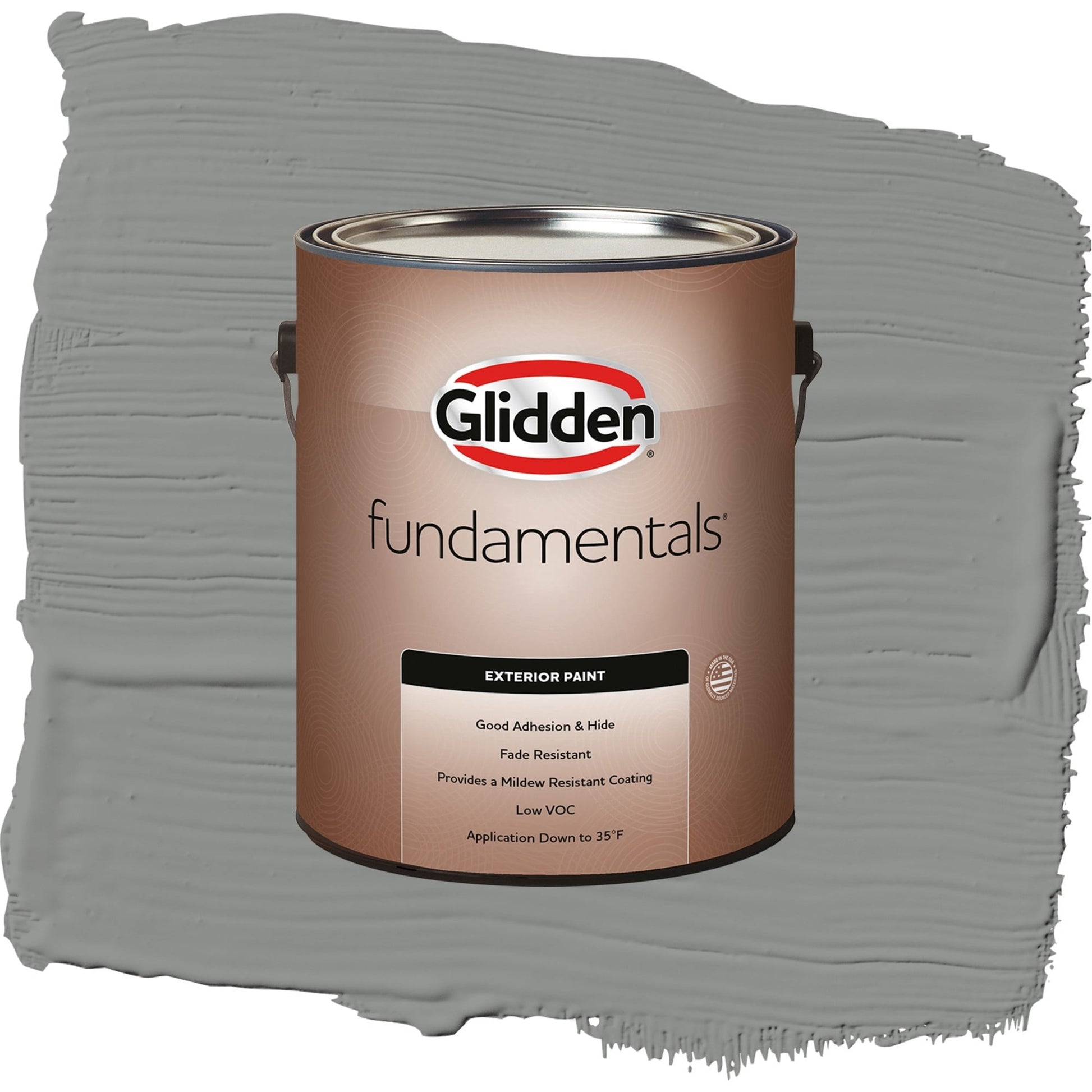 Glidden Fundamentals Phoenix Fossil / Gray, Semi-Gloss Exterior Paint, 1 Gallon