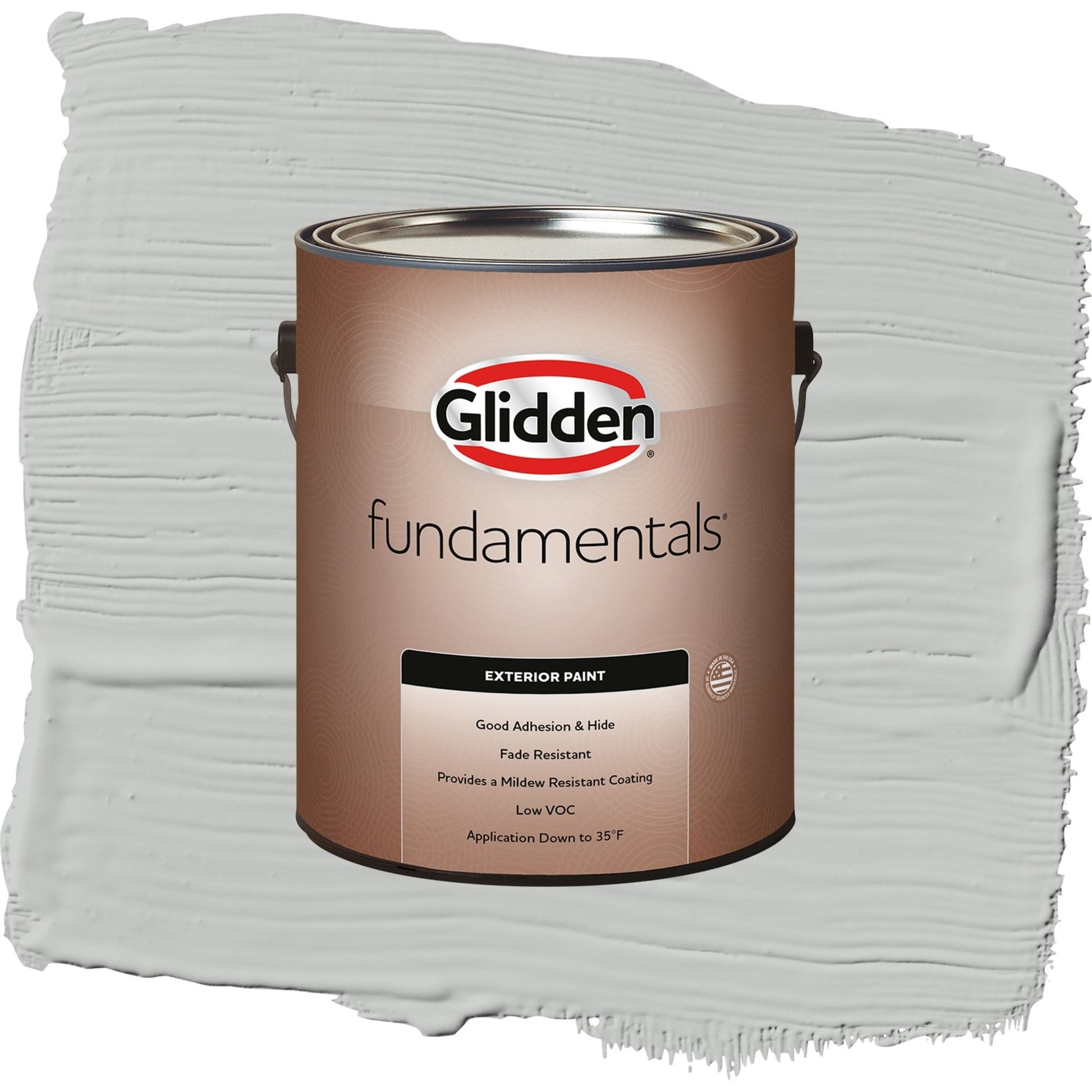 Glidden Fundamentals Solitary State / Gray, Satin Exterior Paint, 1 Gallon