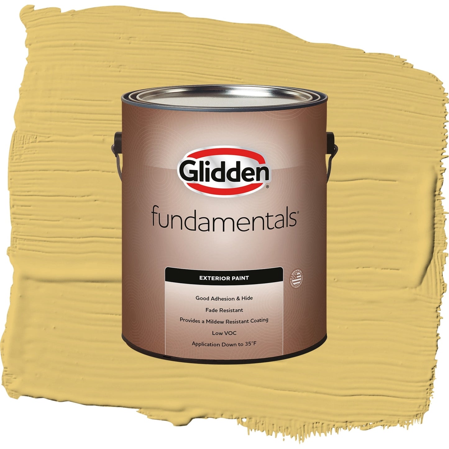 Glidden Fundamentals Tropical Siesta / Yellow, Satin Exterior Paint, 1 Gallon