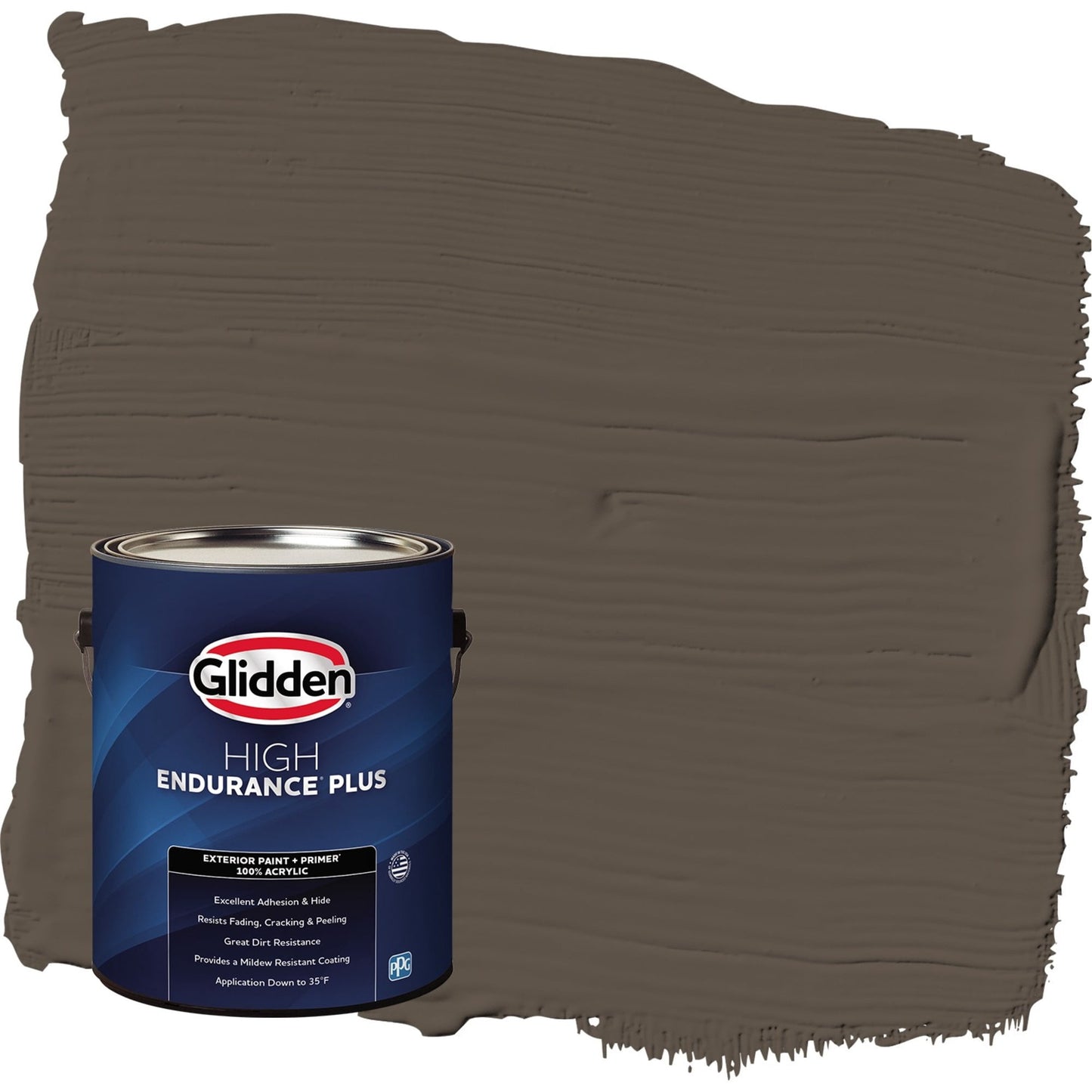 Glidden HEP Cabin Fever / Brown Satin Exterior Paint with Primer, 1 Gallon