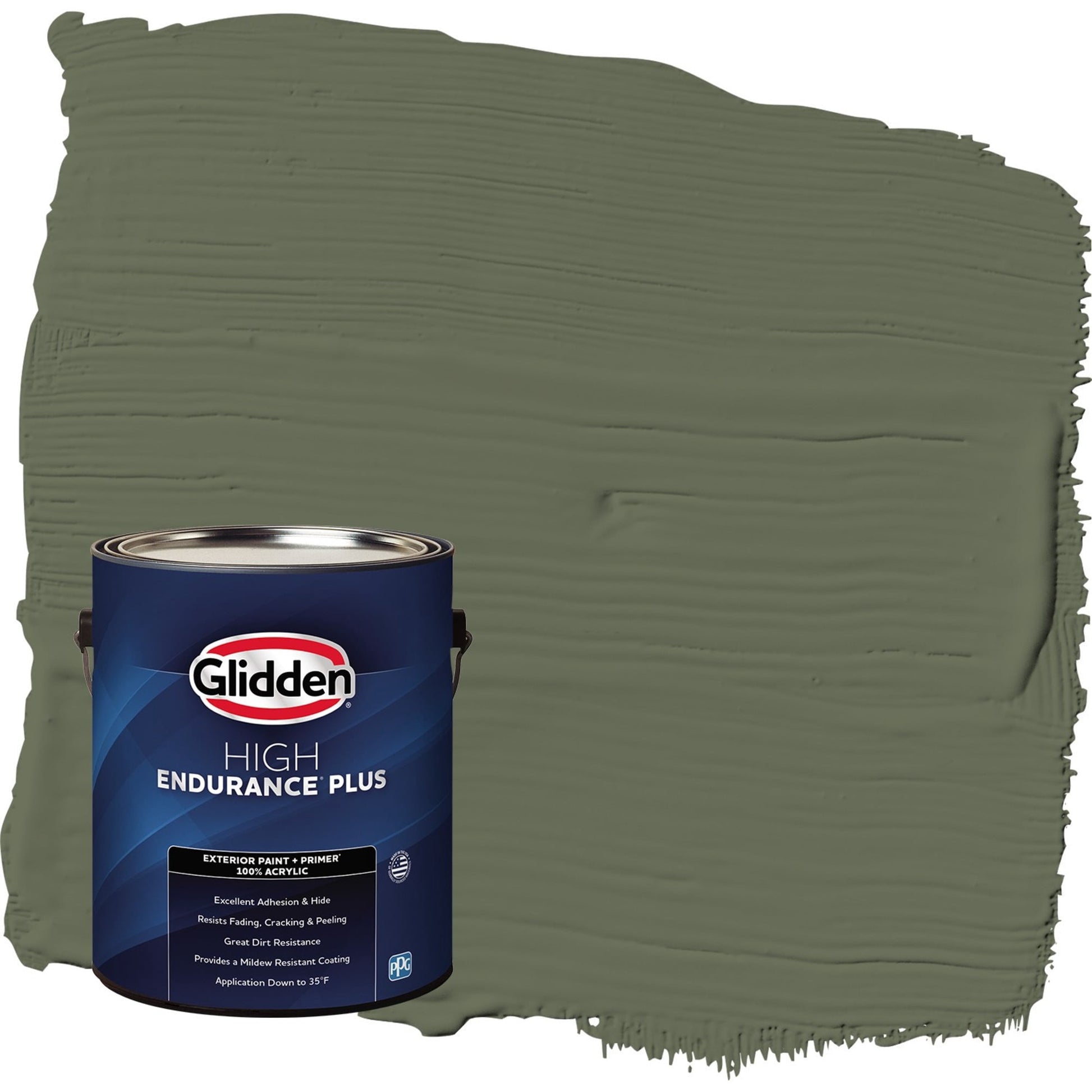 Glidden HEP All About Olive / Green Satin Exterior Paint with Primer, 1 Gallon
