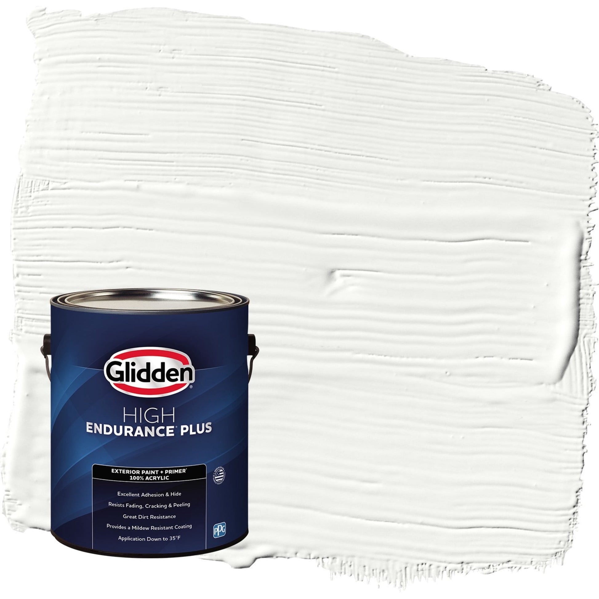 Glidden HEP Delicate White Satin Exterior Paint with Primer, 1 Gallon