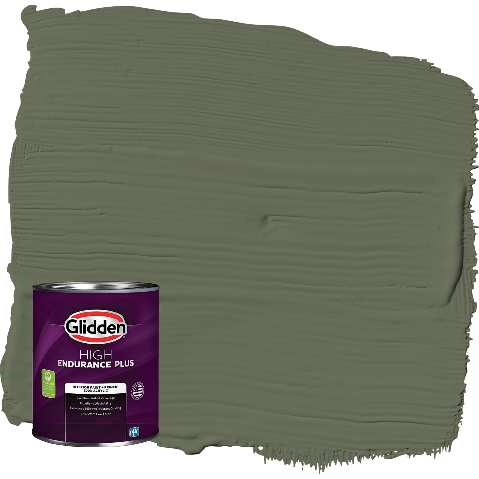 Glidden HEP All About Olive / Green Semi-Gloss Interior Paint with Primer, 1 Quart