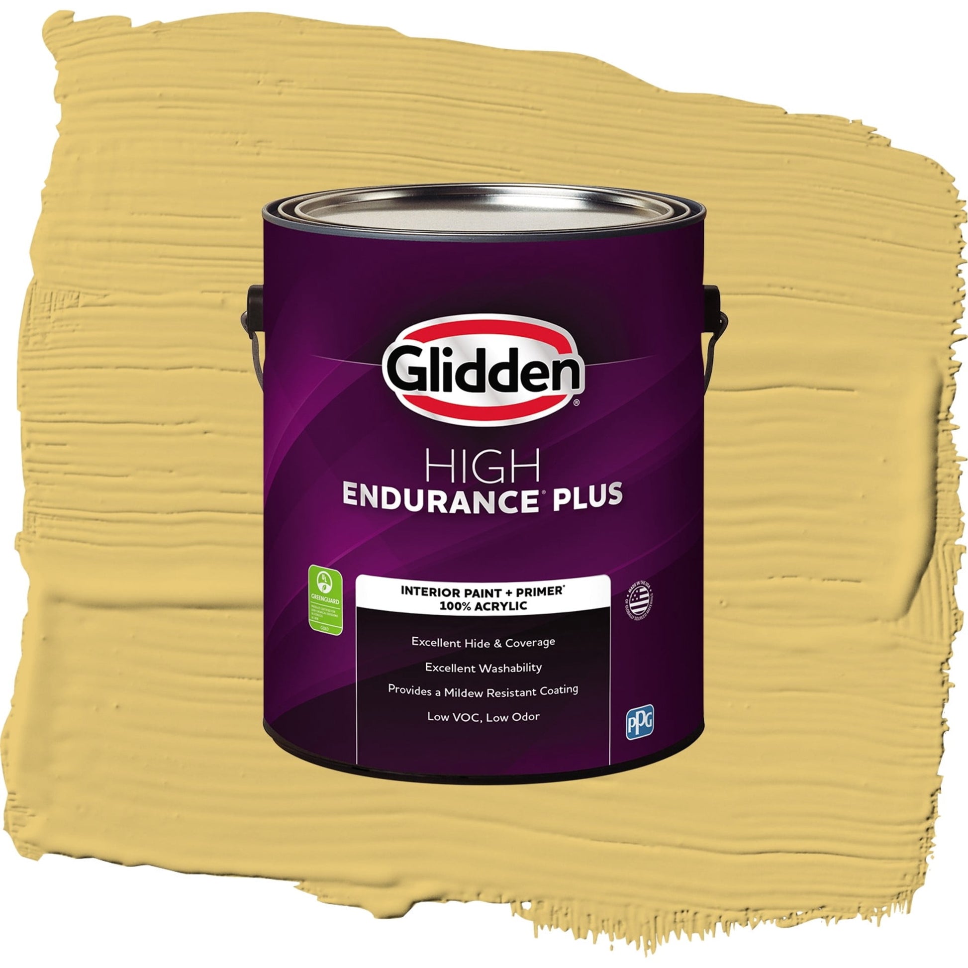 Glidden HEP Tropical Siesta / Yellow, Flat Interior Paint with Primer, 1 Gallon