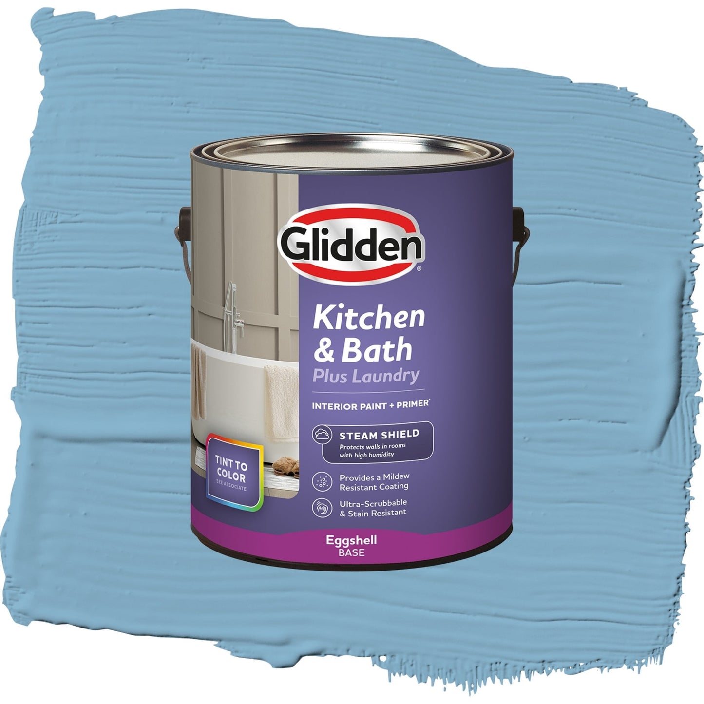 Glidden Glidden Kitchen Bath and Laundry Arabella / Blue, Eggshell Interior Paint with Primer, 1 Gallon
