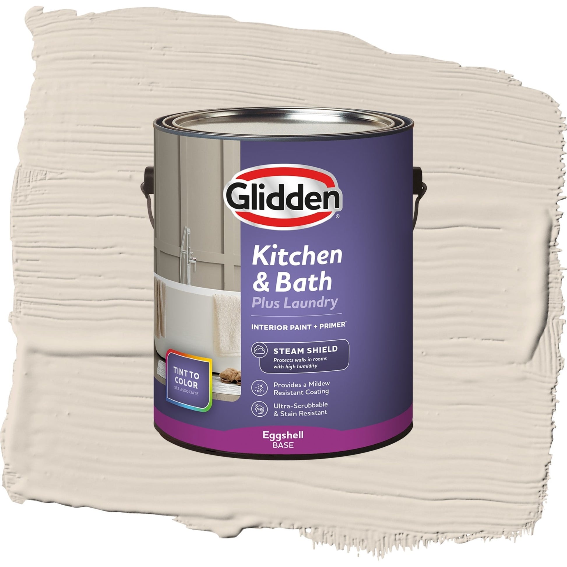 Glidden Glidden Kitchen Bath and Laundry Casual Elegance / White, Eggshell Interior Paint with Primer, 1 Gallon