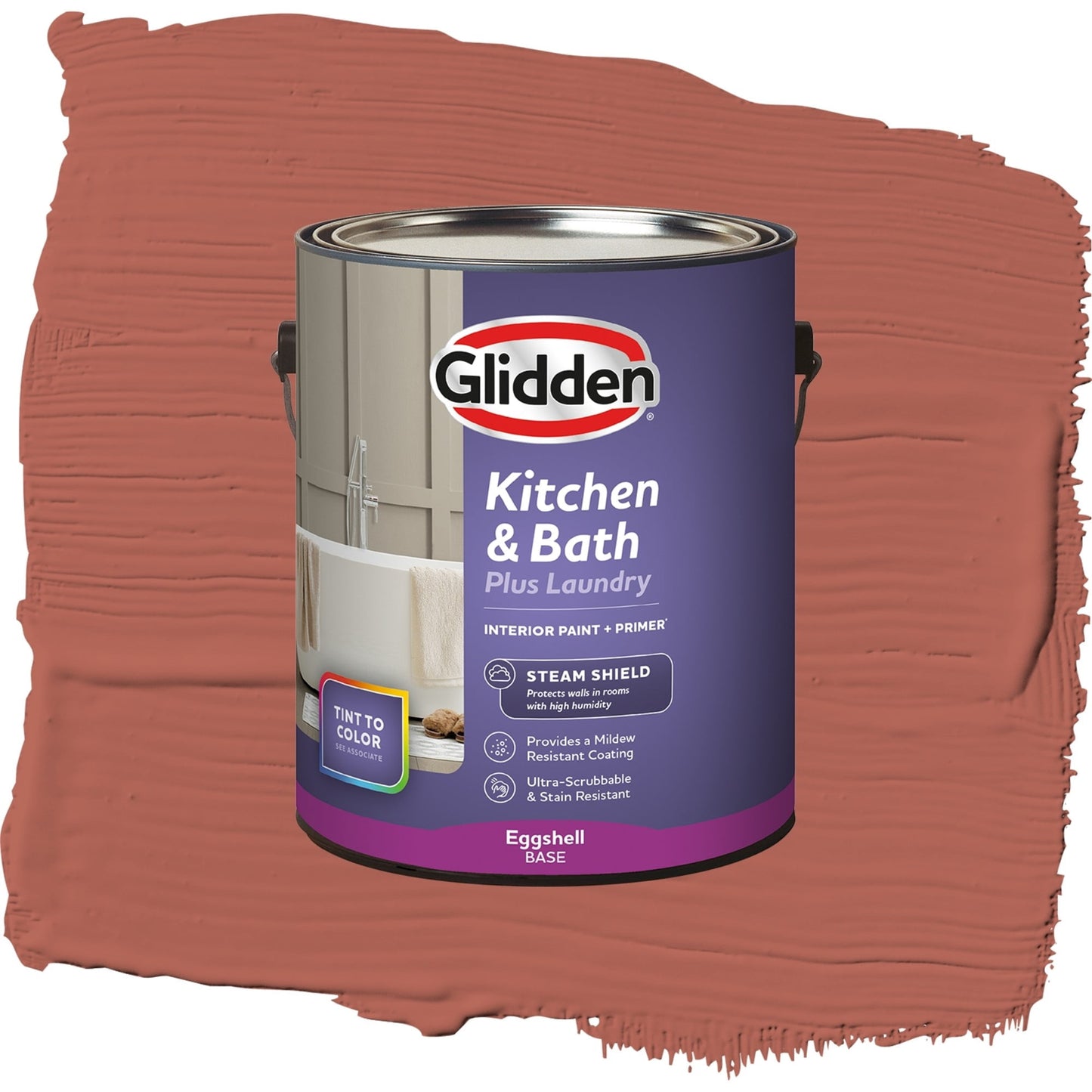 Glidden Glidden Kitchen Bath and Laundry Cinnabar / Red, Eggshell Interior Paint with Primer, 1 Gallon