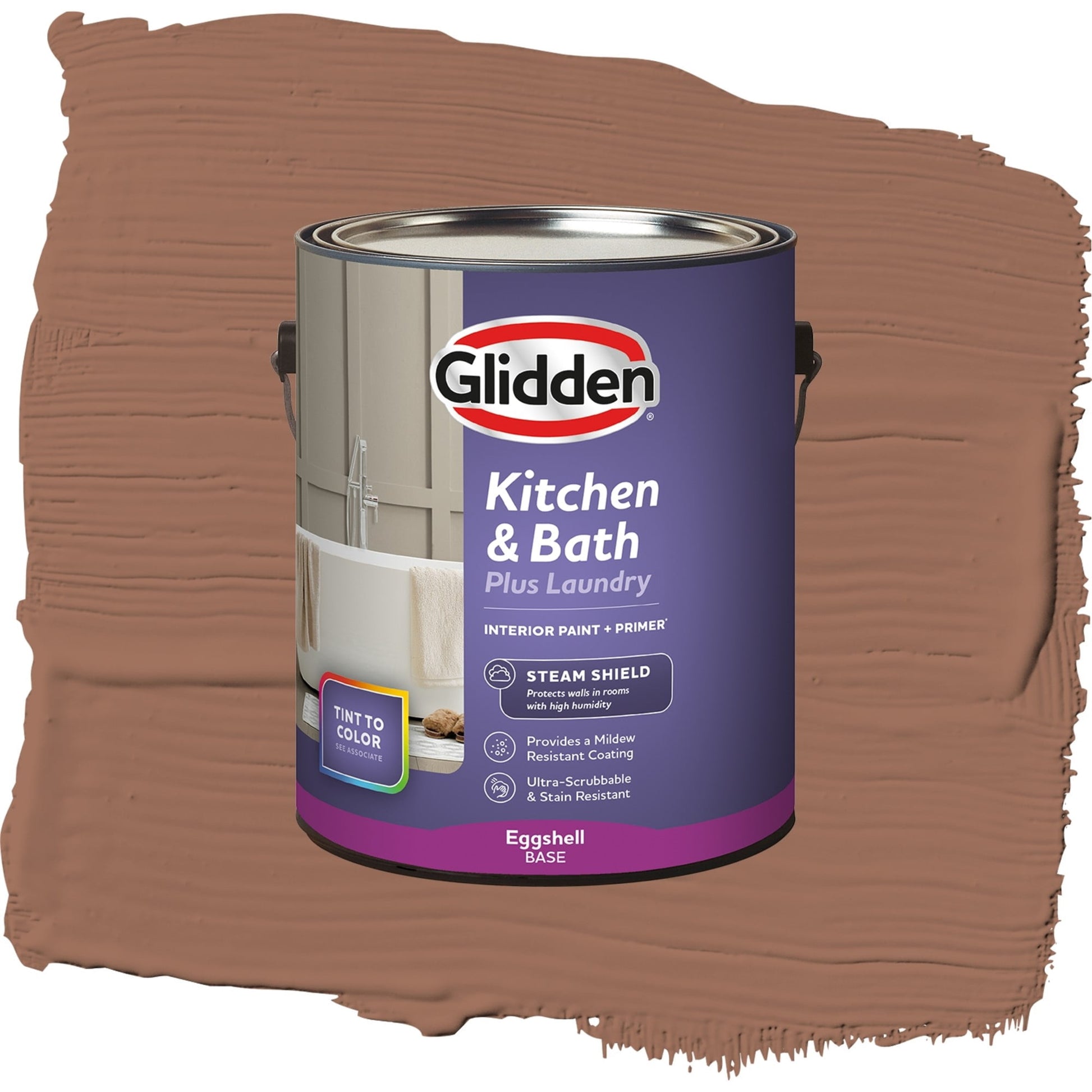 Glidden Glidden Kitchen Bath and Laundry Prairie Fire / Brown, Eggshell Interior Paint with Primer, 1 Gallon
