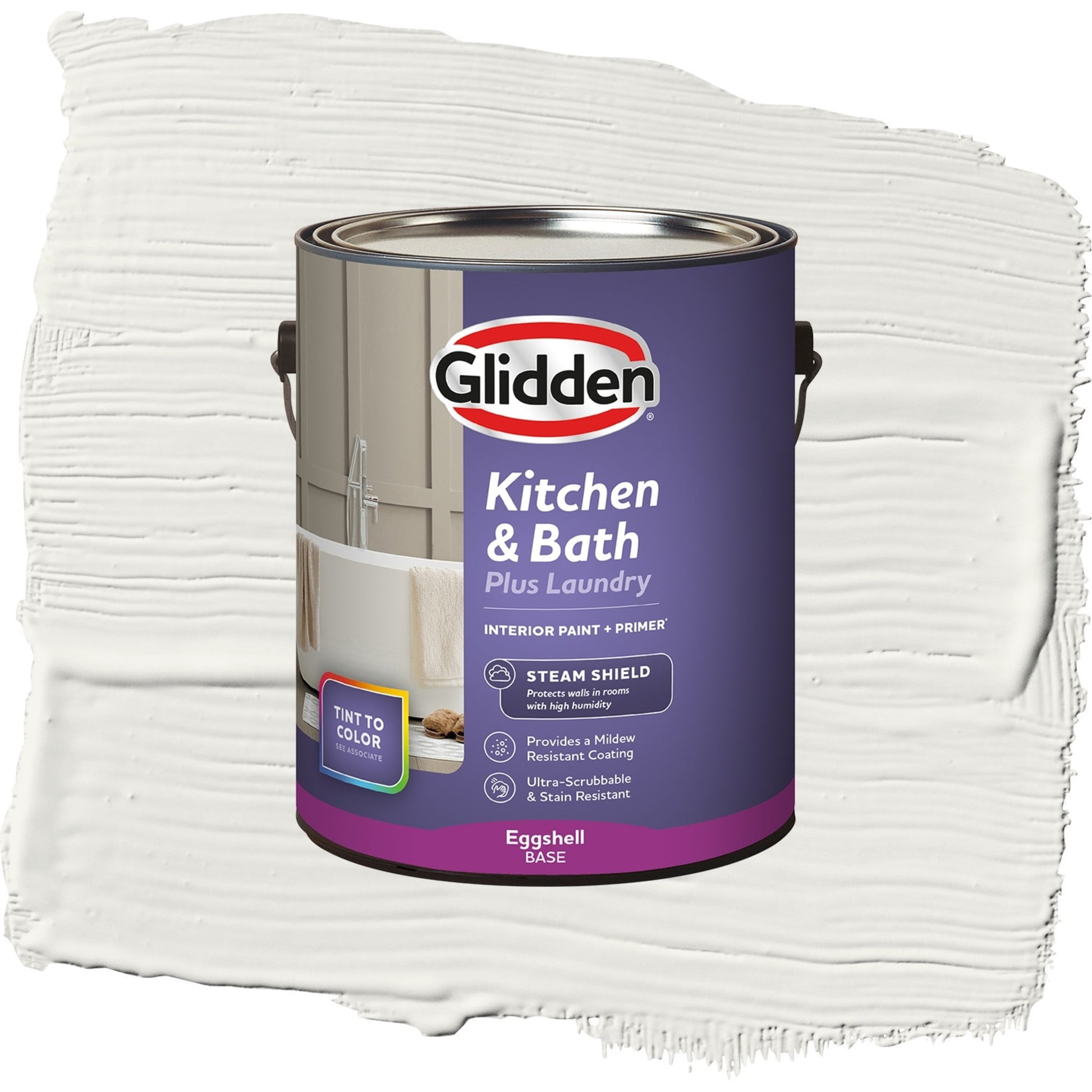 Glidden Glidden Kitchen Bath and Laundry Willow Springs / White, Eggshell Interior Paint with Primer, 1 Gallon