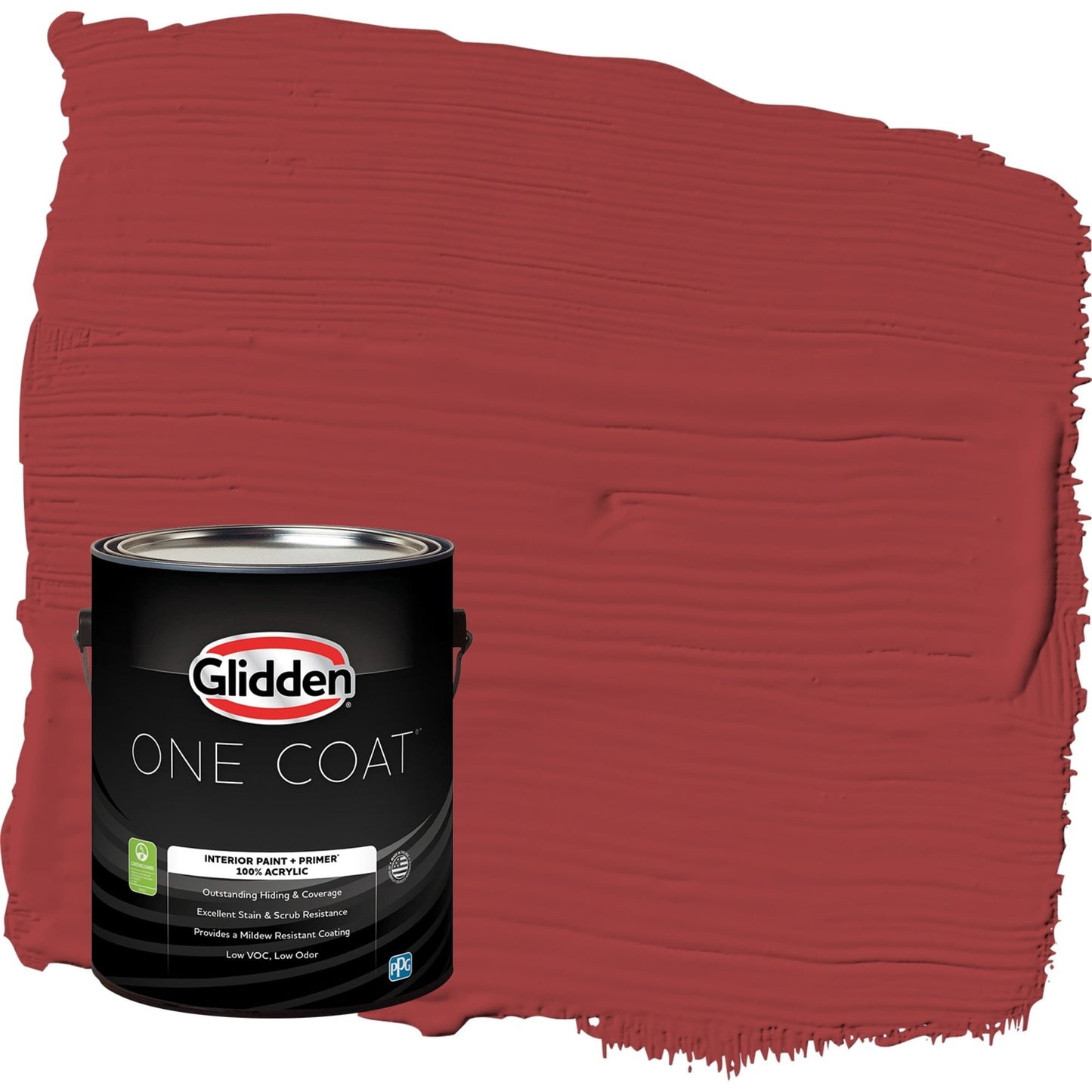 Glidden One Coat Blaze / Red Semi-Gloss Interior Paint with Primer, 1 Gallon