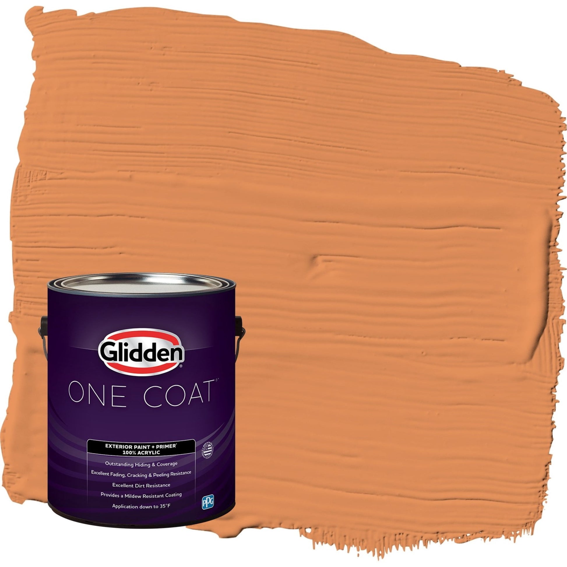 Glidden One Coat Carrot Cake / Orange Semi-Gloss Exterior Paint with Primer, 1 Gallon