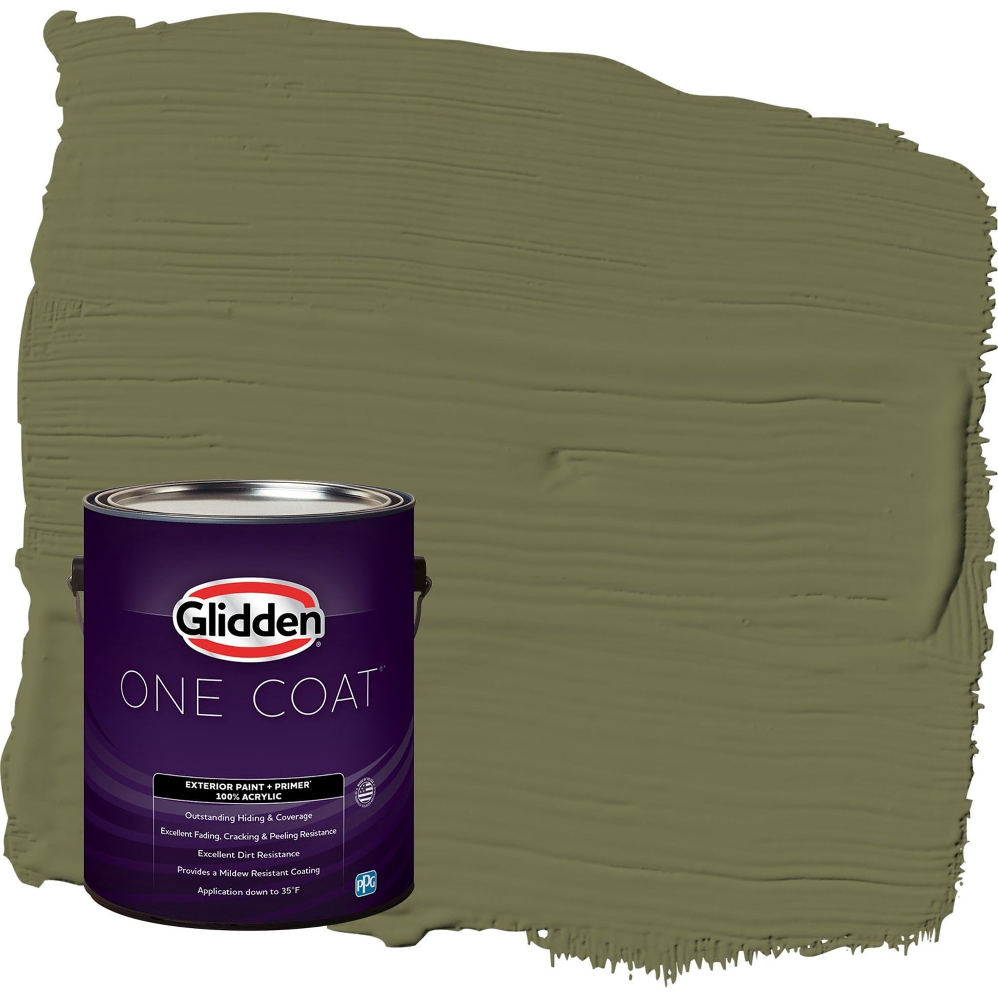 Glidden One Coat Gratefully Grass / Green Semi-Gloss Exterior Paint with Primer, 1 Gallon