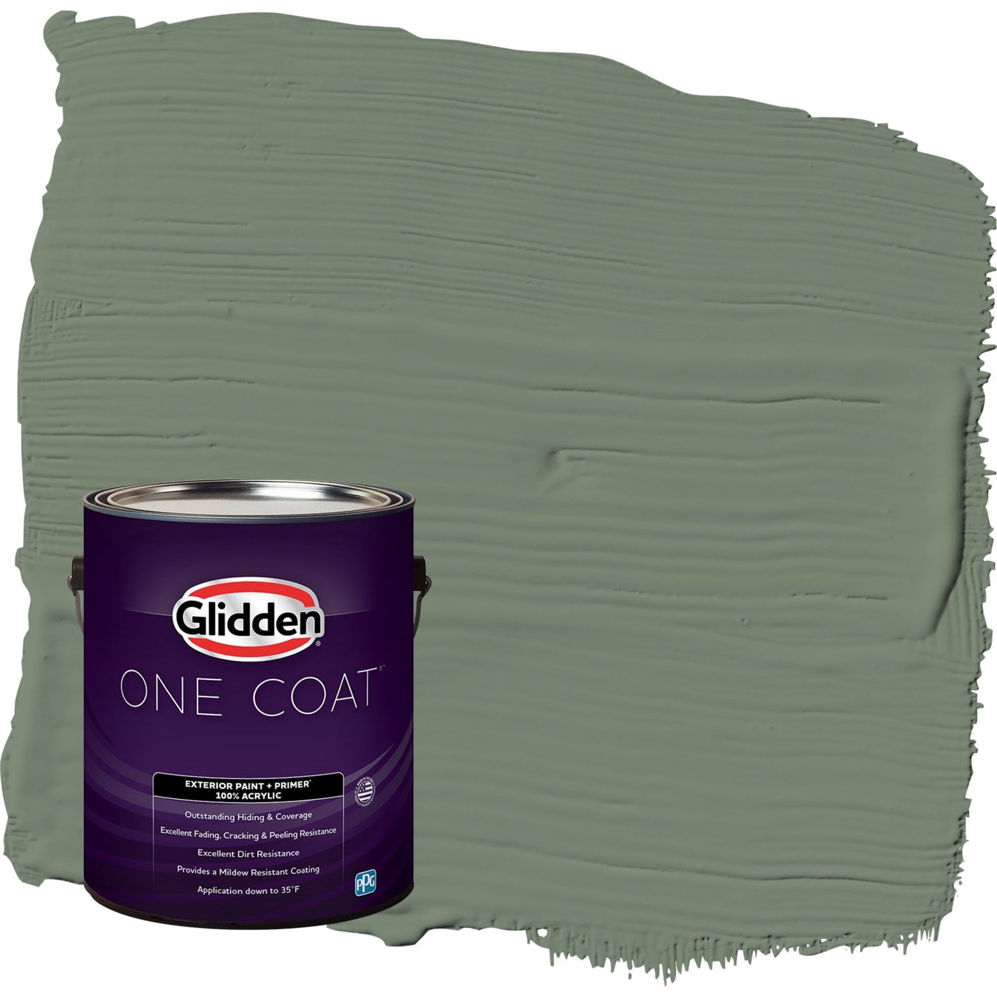 Glidden One Coat Lottery Winnings / Green Semi-Gloss Exterior Paint with Primer, 1 Gallon