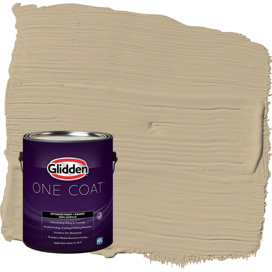 Glidden One Coat Rock Cliffs / Beige Semi-Gloss Exterior Paint with Primer, 1 Gallon