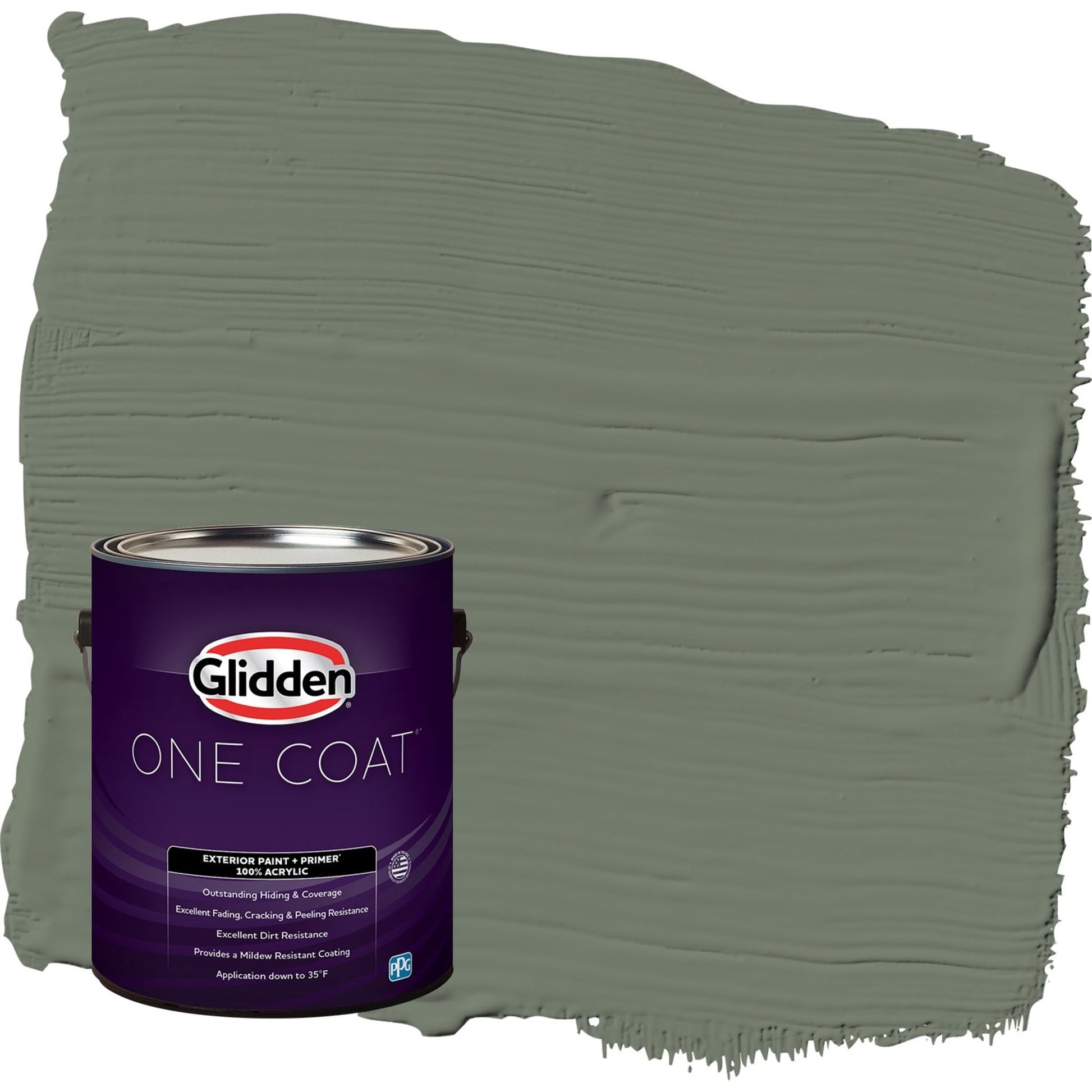Glidden One Coat Thyme Green / Green Semi-Gloss Exterior Paint with Primer, 1 Gallon