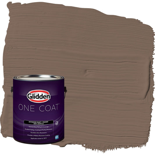 Glidden One Coat Warrior / Brown Semi-Gloss Exterior Paint with Primer, 1 Gallon