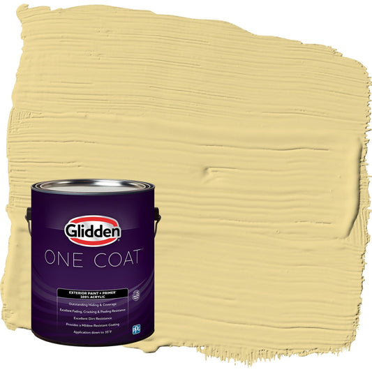 Glidden One Coat Wayward Wind / Yellow Semi-Gloss Exterior Paint with Primer, 1 Gallon