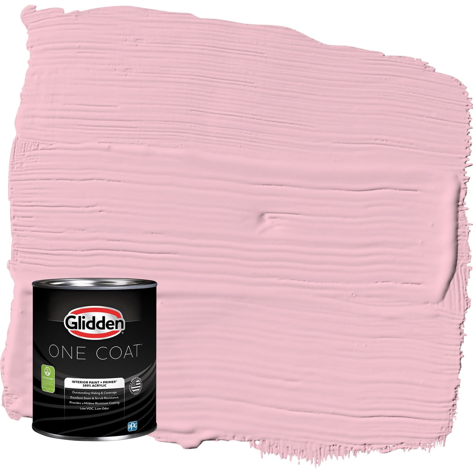 Glidden One Coat Rose Melody / Pink Semi-Gloss Interior Paint with Primer, 1 Quart