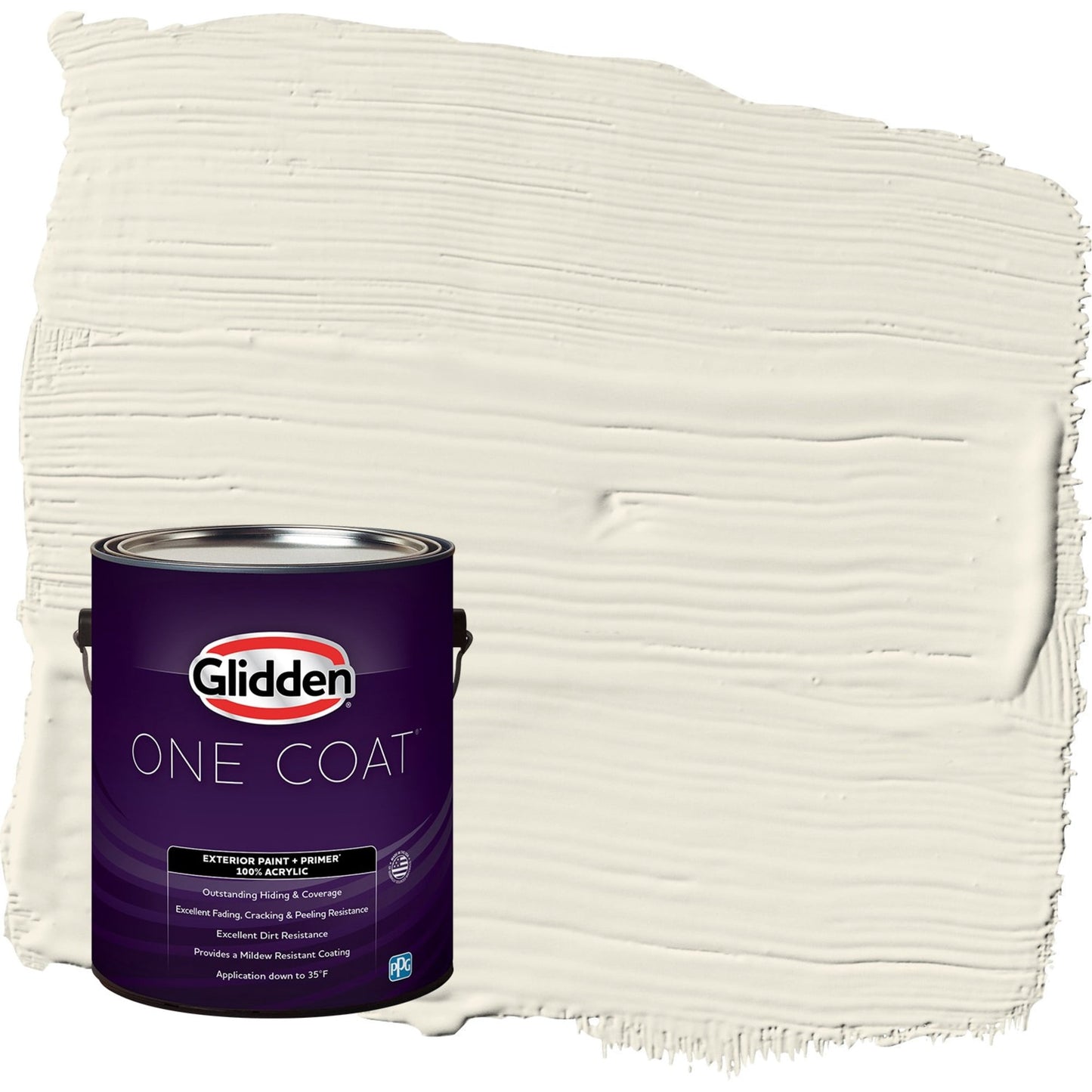 Glidden One Coat Cold Foam / White Satin Exterior Paint with Primer, 1 Gallon