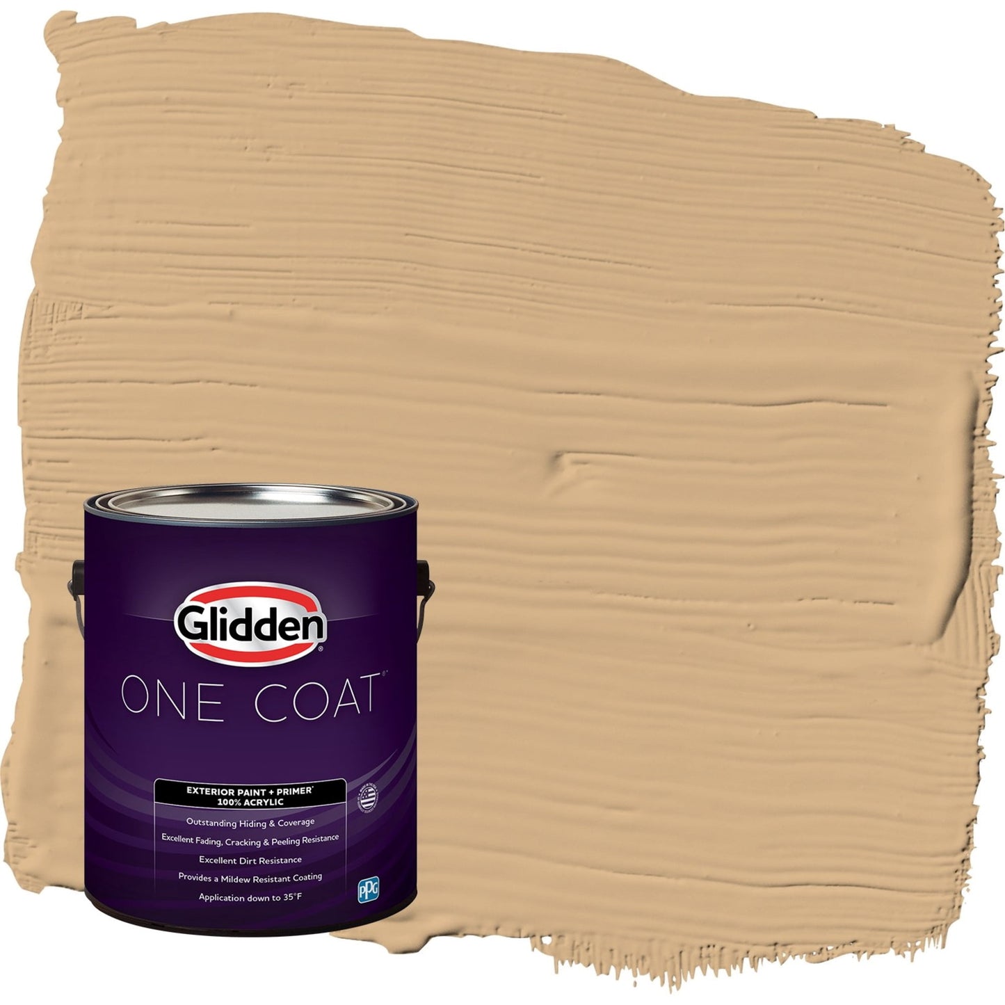 Glidden One Coat Cracker Bitz / Beige Satin Exterior Paint with Primer, 1 Gallon