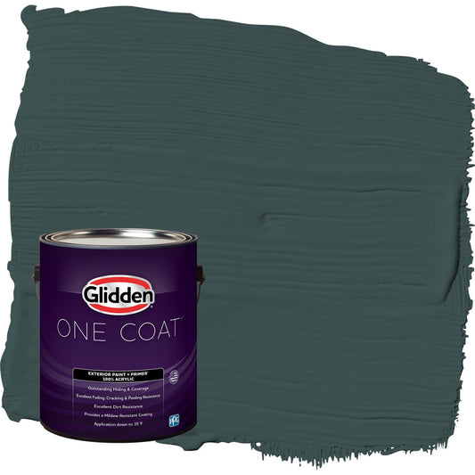 Glidden One Coat Night Watch / Green Semi-Gloss Exterior Paint with Primer, 1 Gallon