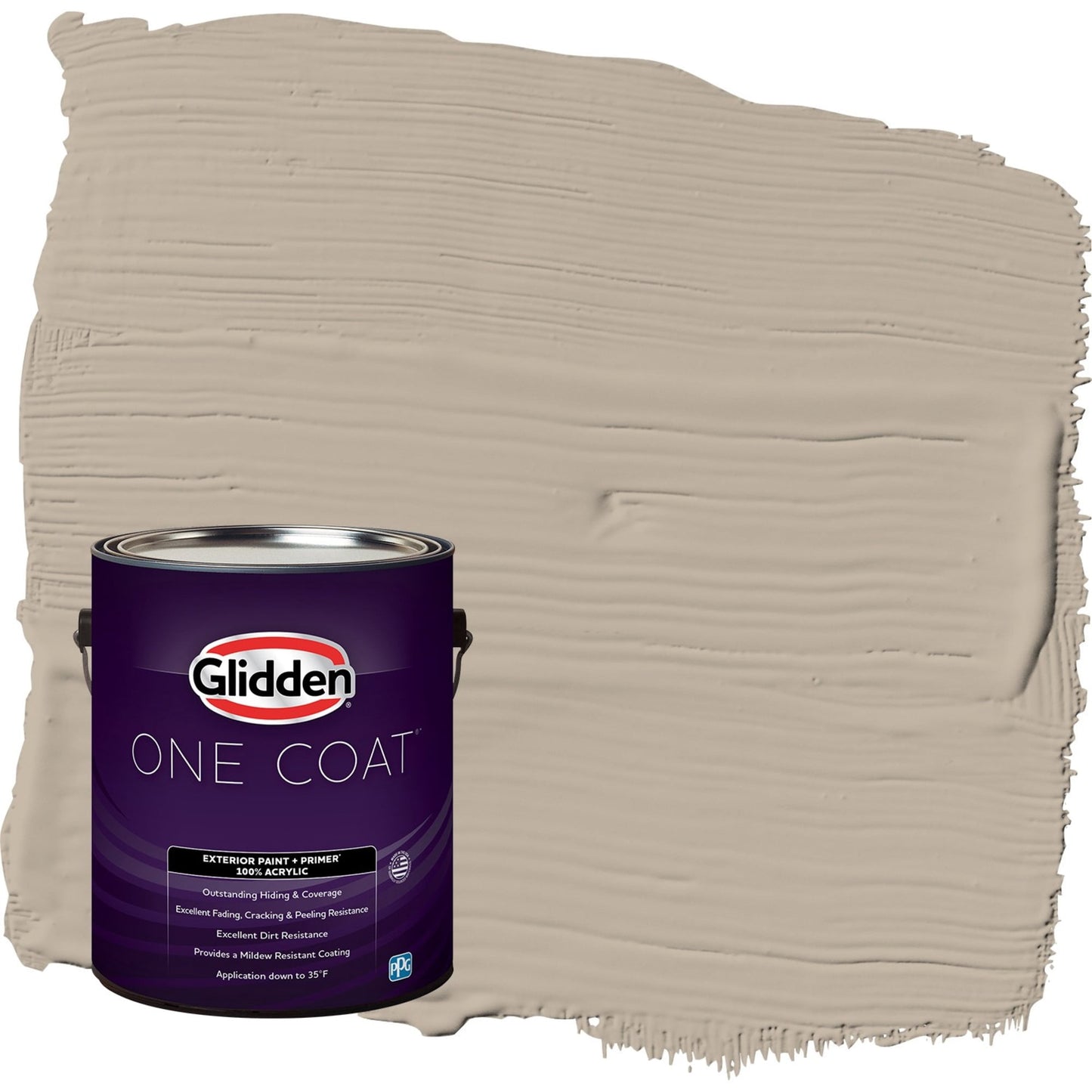 Glidden One Coat Discover / Beige Satin Exterior Paint with Primer, 1 Gallon