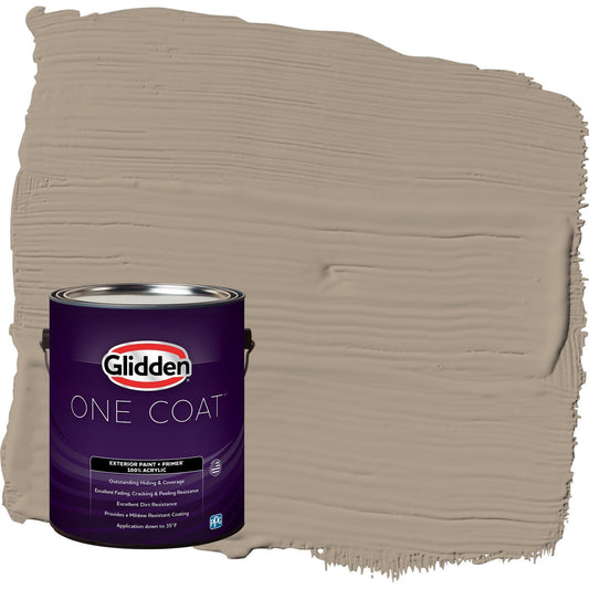 Glidden One Coat Diversion / Gray Semi-Gloss Exterior Paint with Primer, 1 Gallon