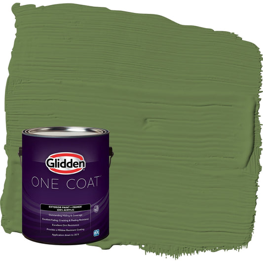 Glidden One Coat Mint Leaves / Green Semi-Gloss Exterior Paint with Primer, 1 Gallon