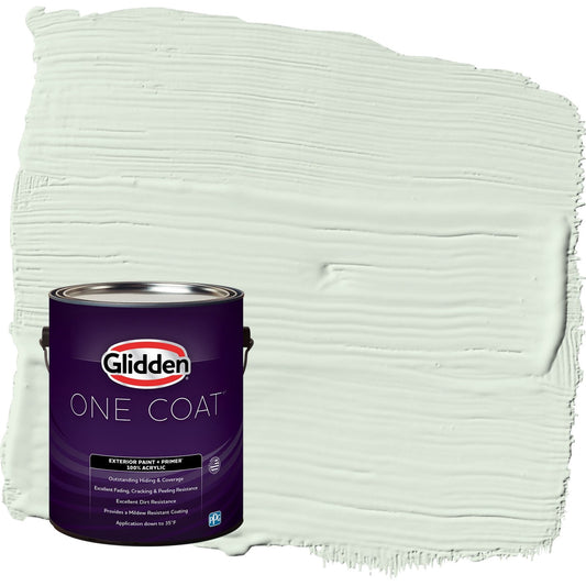 Glidden One Coat Mint Wafer / Green Semi-Gloss Exterior Paint with Primer, 1 Gallon