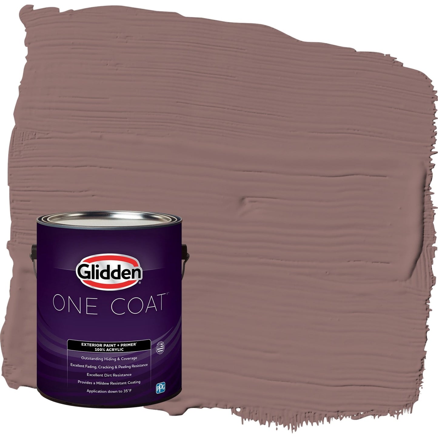 Glidden One Coat Oakwood Brown / Red Semi-Gloss Exterior Paint with Primer, 1 Gallon
