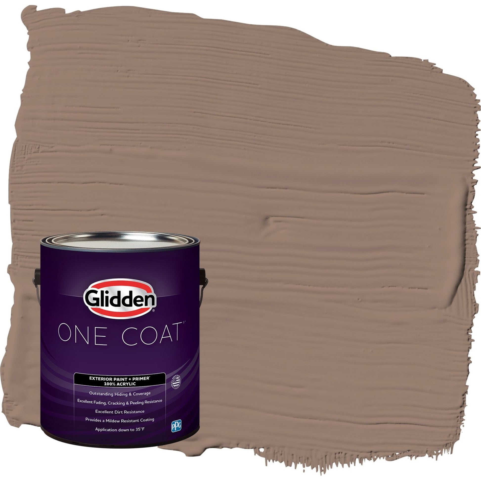 Glidden One Coat Peppered Pecan / Tan Satin Exterior Paint with Primer, 1 Gallon