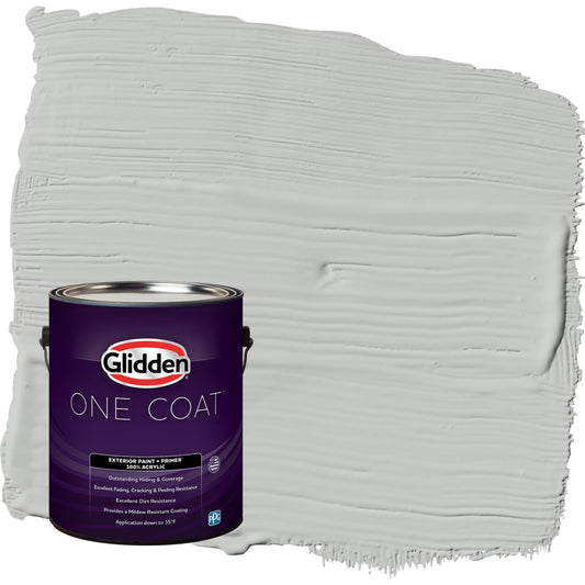 Glidden One Coat Solitary State / Gray Semi-Gloss Exterior Paint with Primer, 1 Gallon