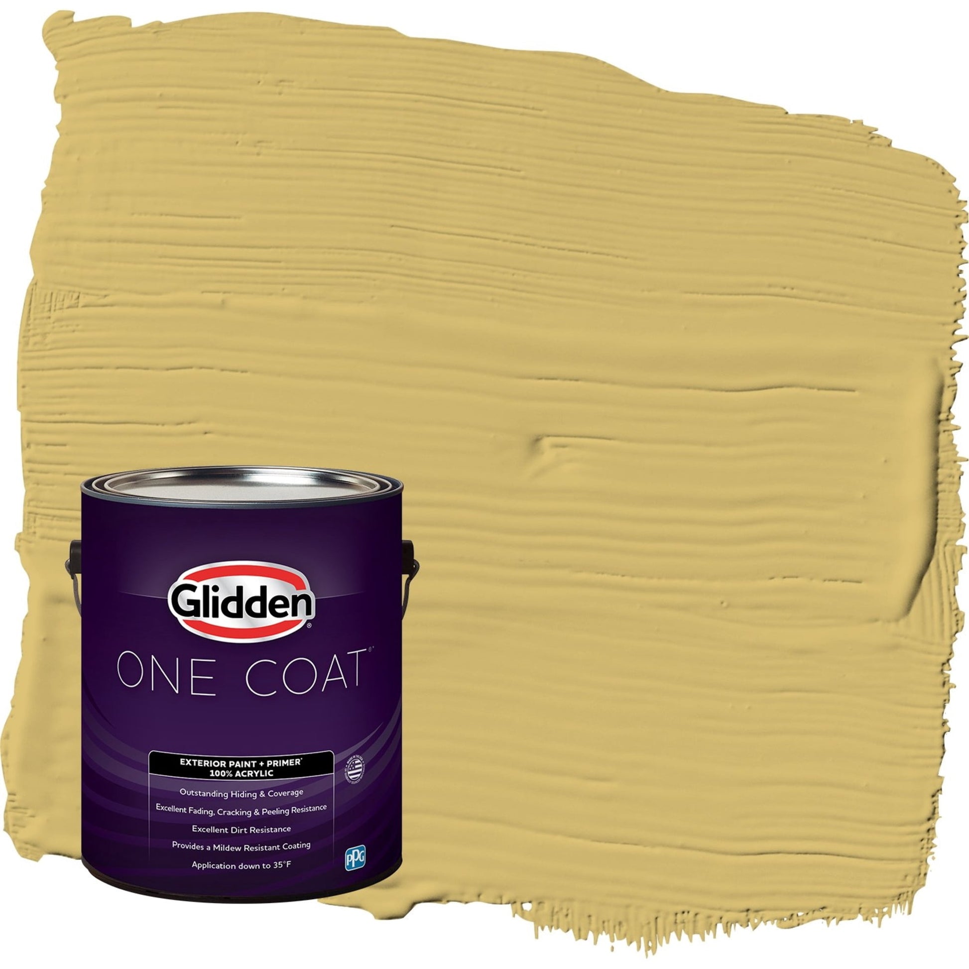 Glidden One Coat Spicy Mustard / Yellow Flat Exterior Paint with Primer, 1 Gallon