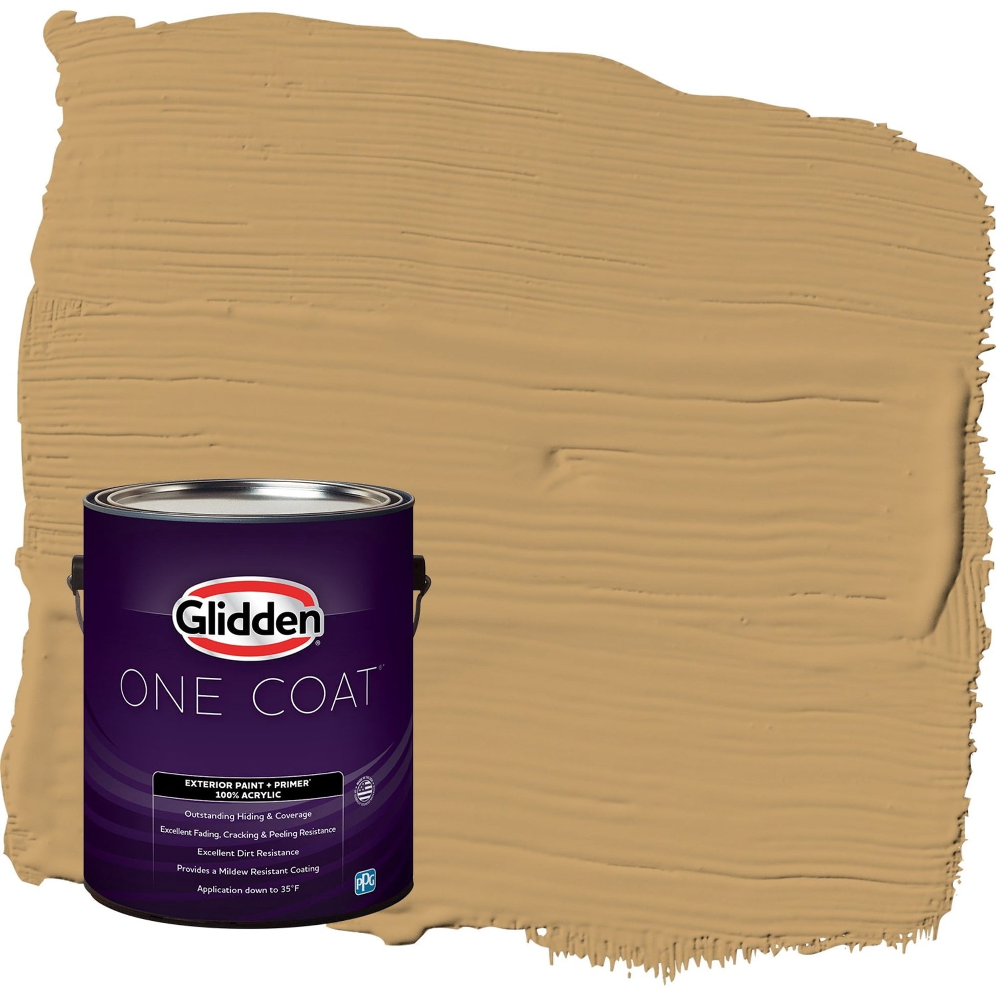 Glidden One Coat Welcome Home / Yellow Flat Exterior Paint with Primer, 1 Gallon