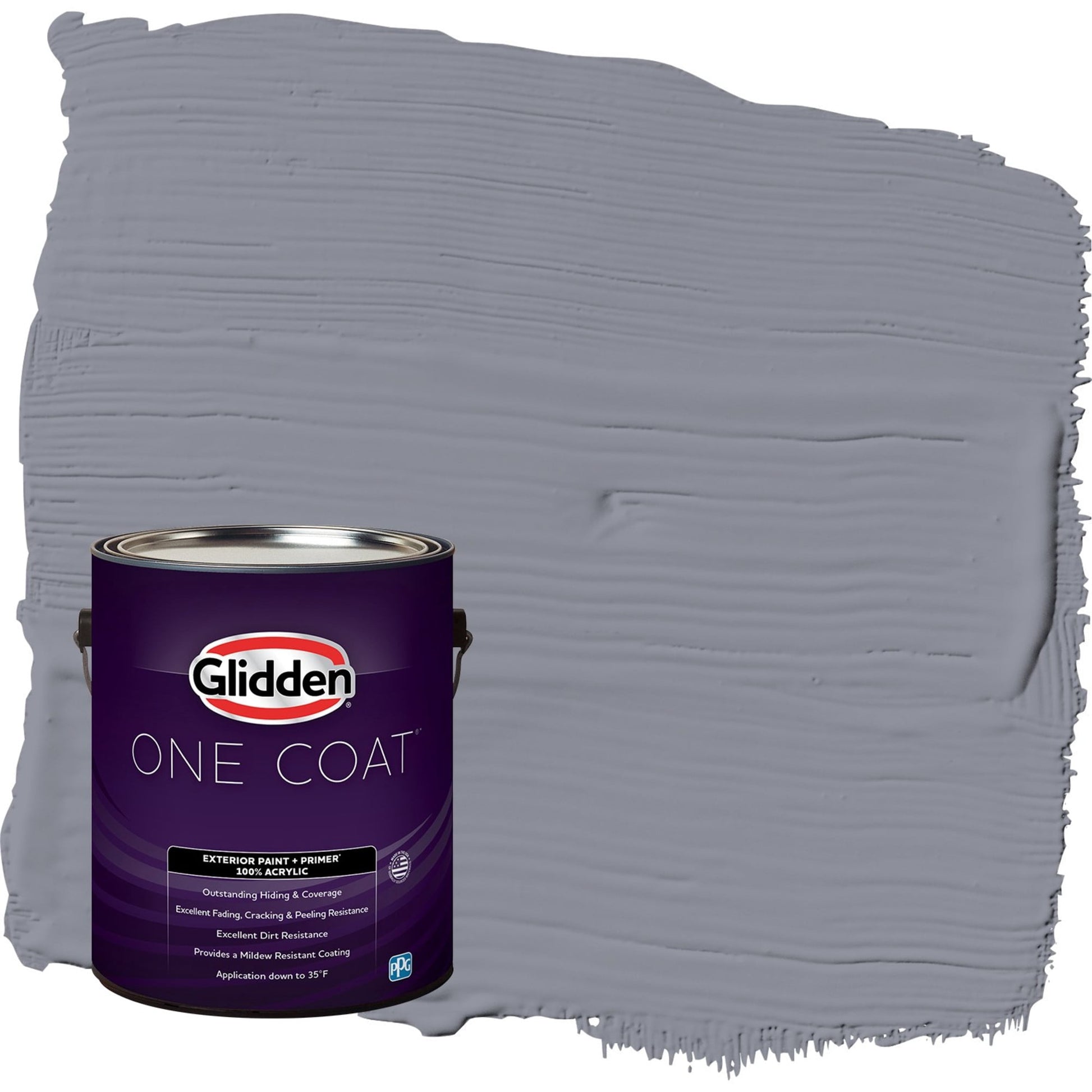 Glidden One Coat Flannel Pajamas / Grey Satin Exterior Paint with Primer, 1 Gallon