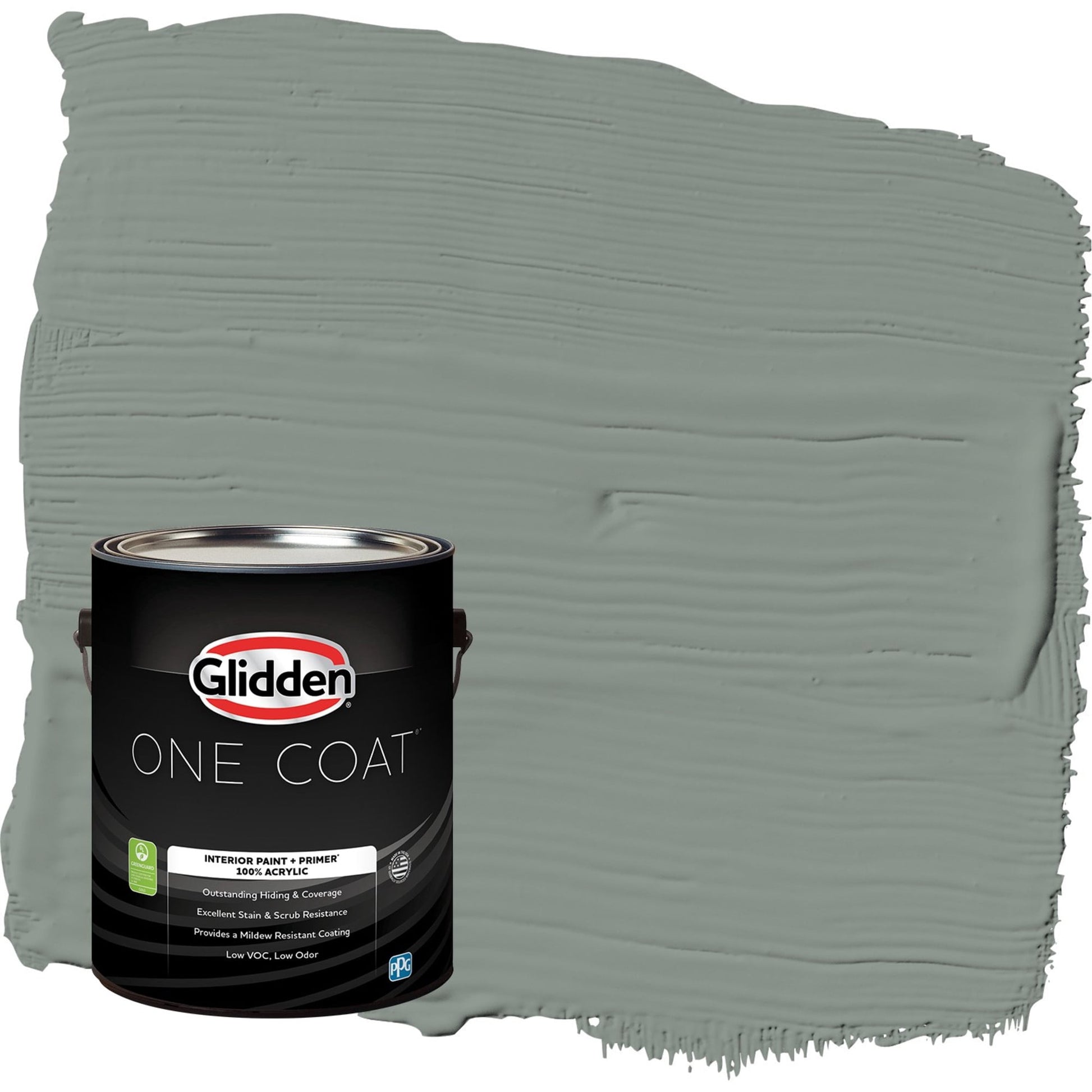 Glidden One Coat Gray Heron / Grey Flat Interior Paint with Primer, 1 Gallon