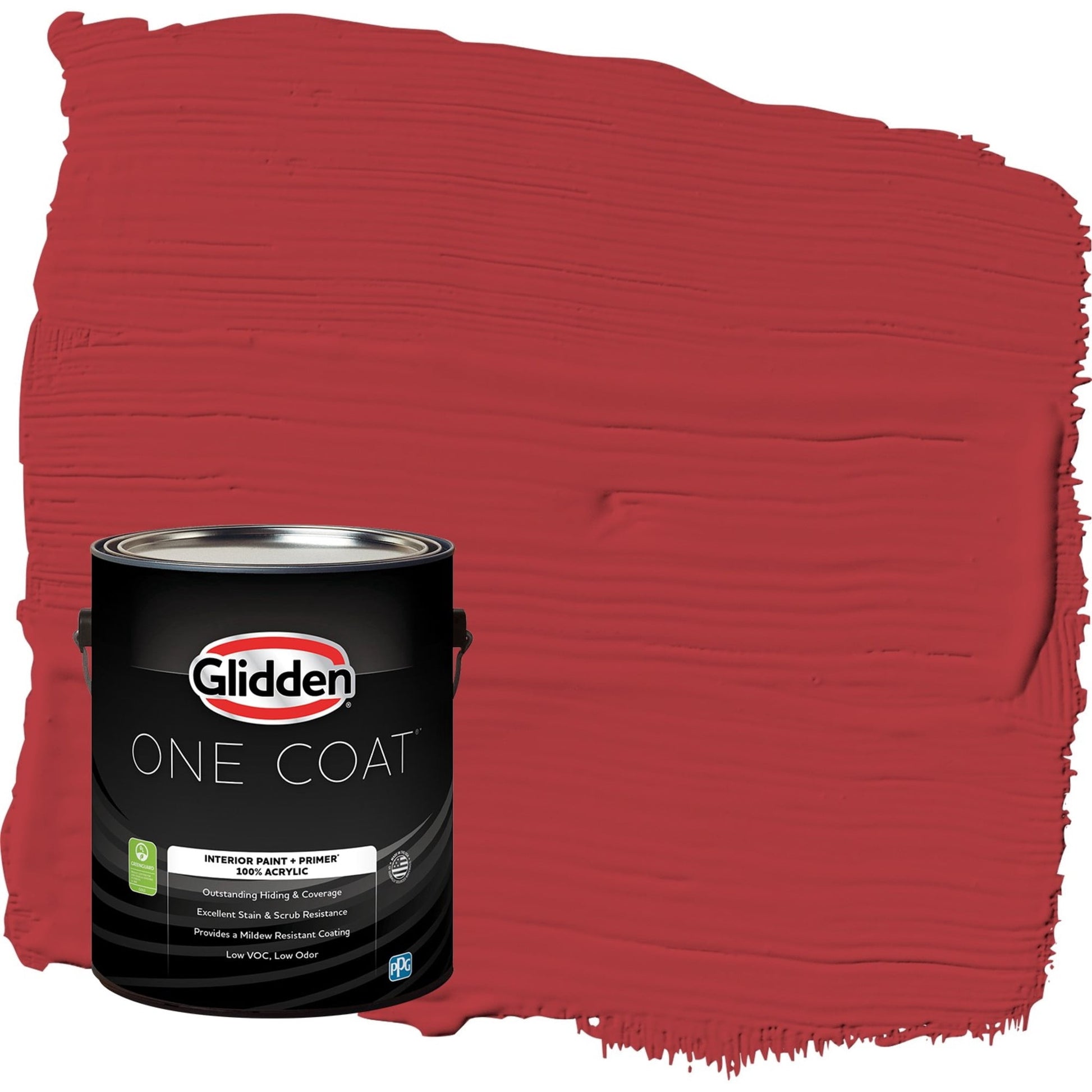 Glidden One Coat Red Gumball / Red Flat Interior Paint with Primer, 1 Gallon