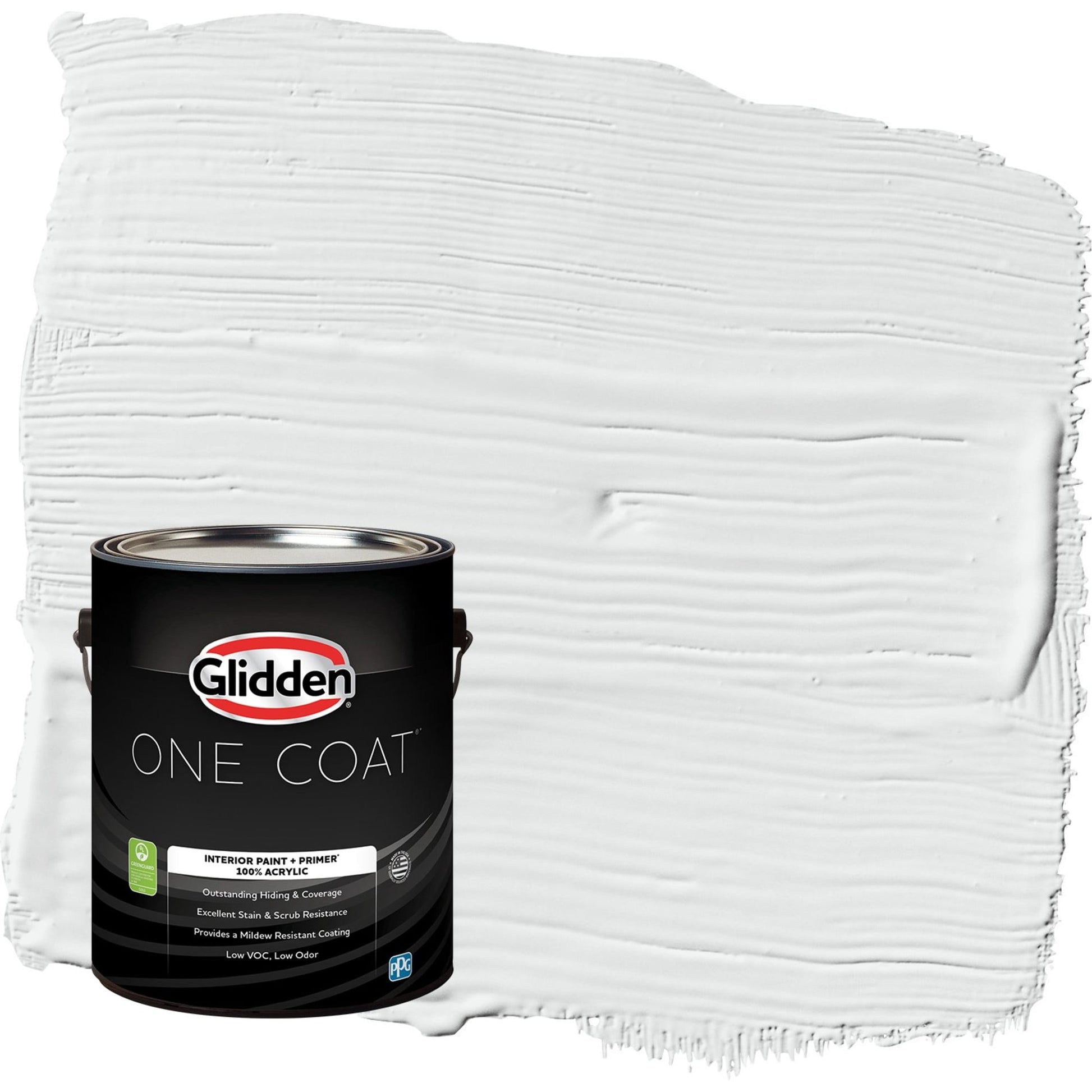 Glidden One Coat Radisson / White Flat Interior Paint with Primer, 1 Gallon
