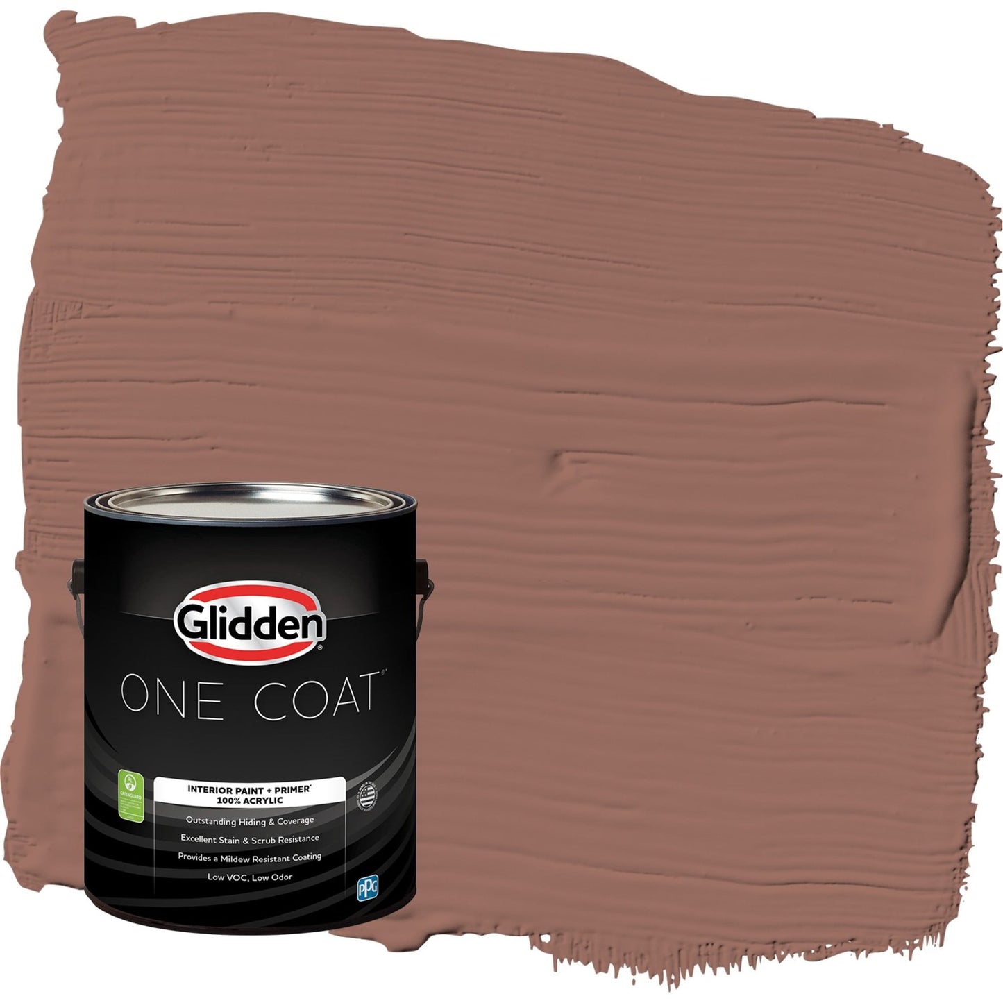 Glidden One Coat Safari Brown / Brown Semi-Gloss Interior Paint with Primer, 1 Gallon