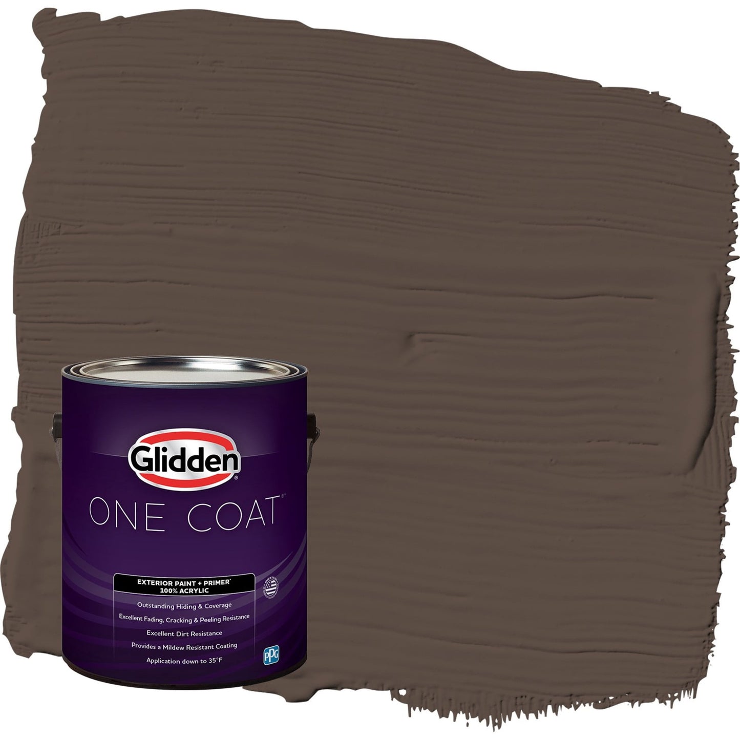 Glidden One Coat Sarsaparilla / Brown Satin Exterior Paint with Primer, 1 Gallon