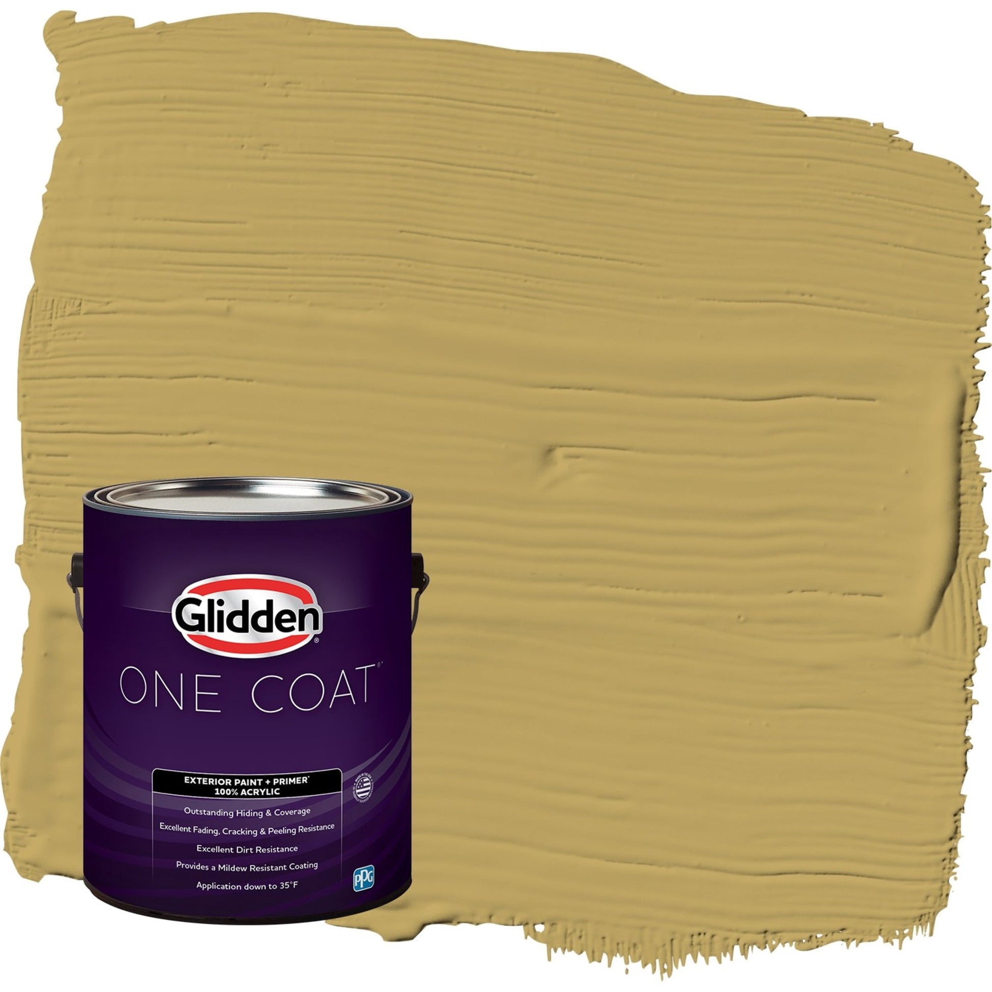 Glidden One Coat Shutter Bug / Yellow Satin Exterior Paint with Primer, 1 Gallon