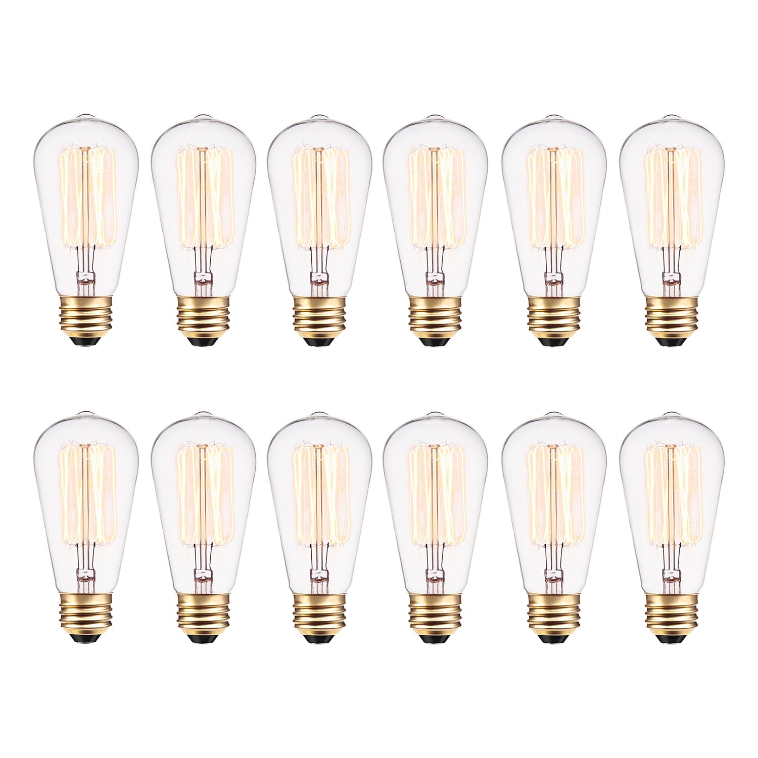 Globe Electric 40W Vintage Edison S60 Squirrel Cage Incandescent Filament Light Bulb (12-Pack), 313242