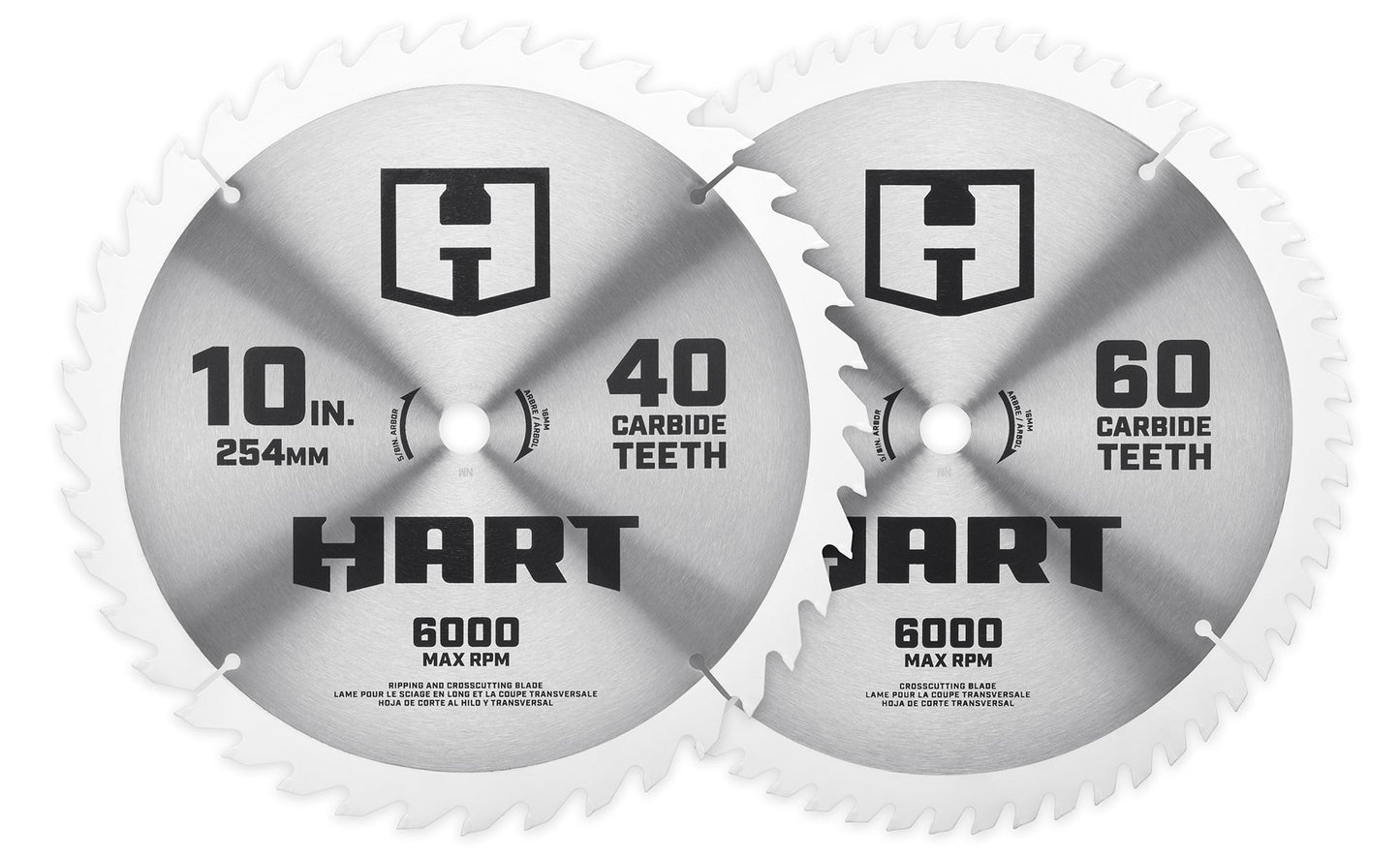 HART 10-inch 40T & 60T Ripping & Crosscutting Saw Blades