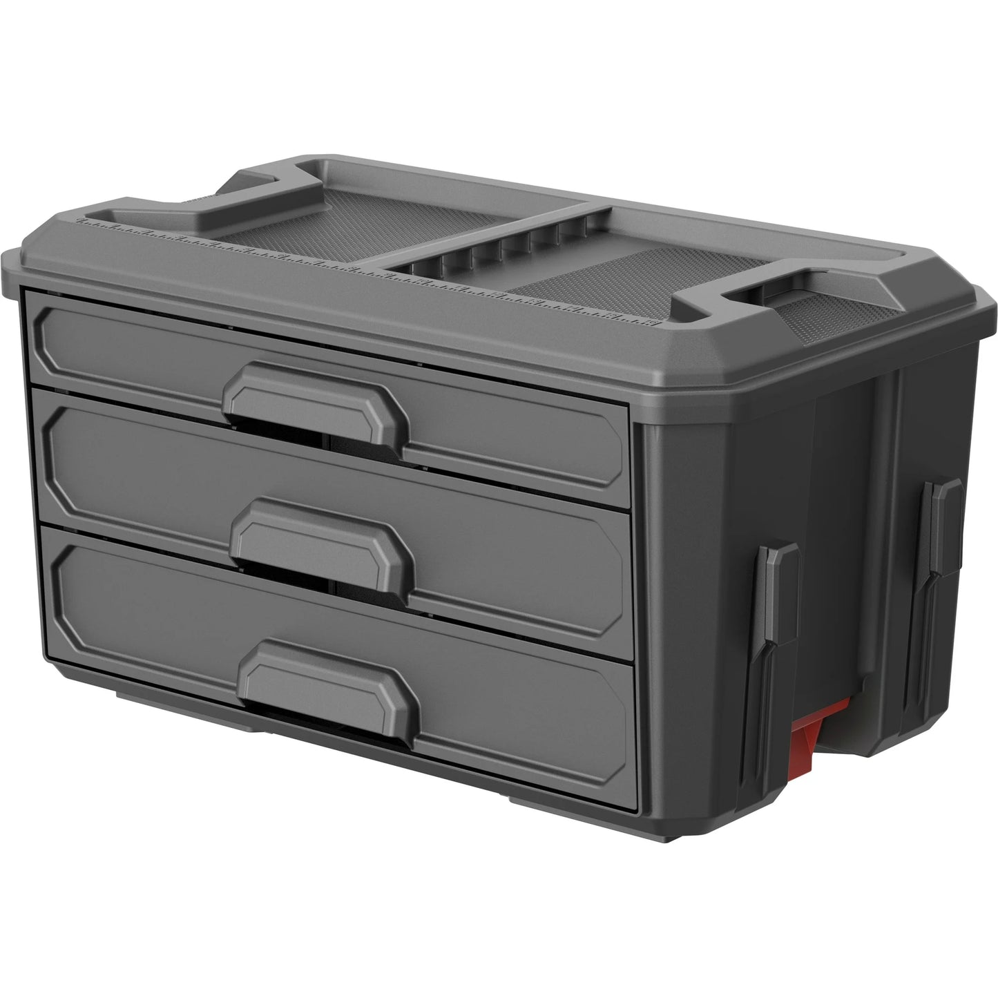 Hyper Tough Hyper Stack 2 Drawer Plastic Tool Box â€“ Stackable Storage Organizer with Dual Sliding Drawers