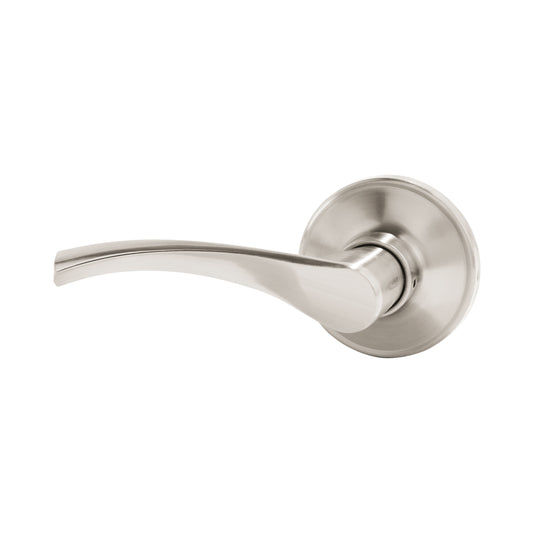 Hyper Tough Non-Locking Hall and Closet Lever in Satin Nickel with Round Rosette