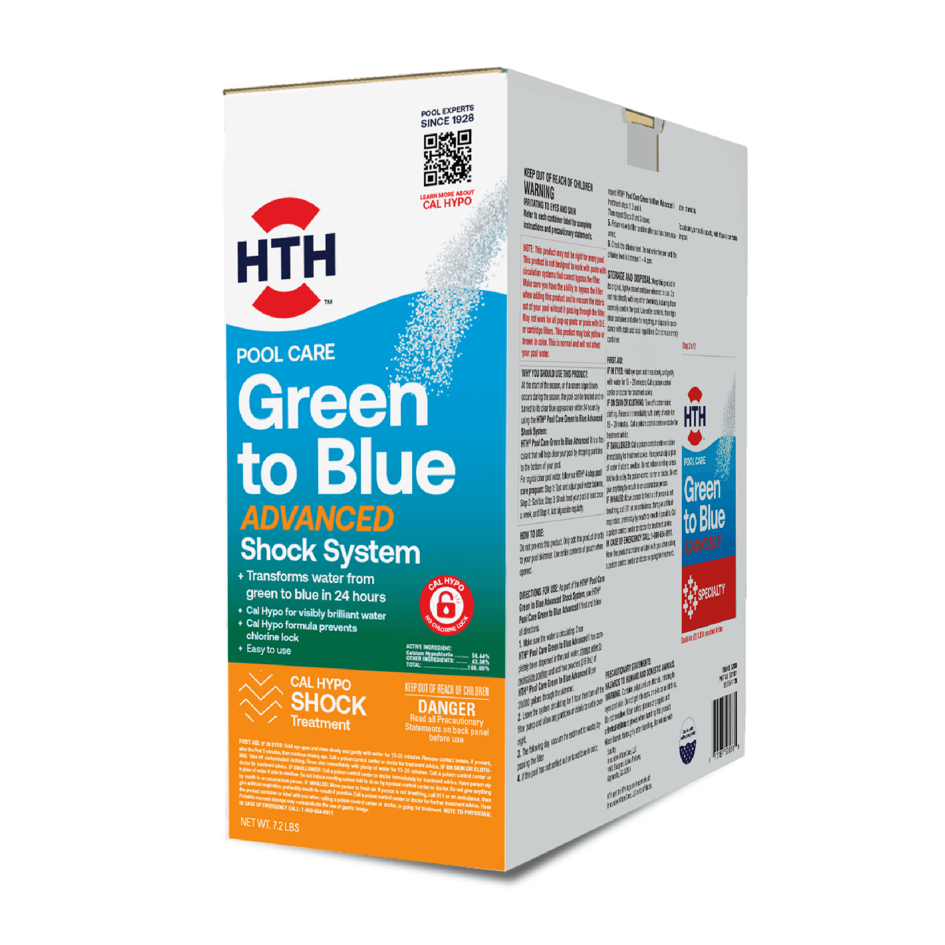 HTH Green to Blue Pool Shock Kit â€” Granules (Form), 4 lb â€” Pool Shock Treatment for Algae Removal and Water Clarification