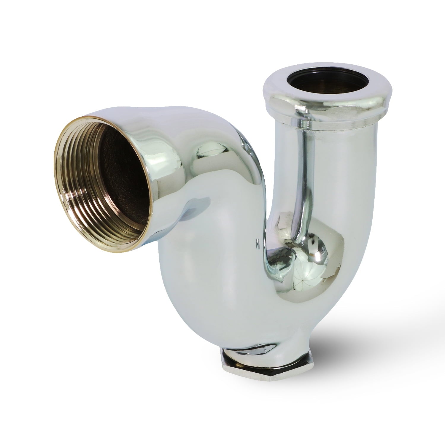 Highcraft 11141 NY Regular Trap with Drain Plug for Tubular Drain Applications, 1-1/2 in. x 1-1/4 in., Brass, Chrome Plated