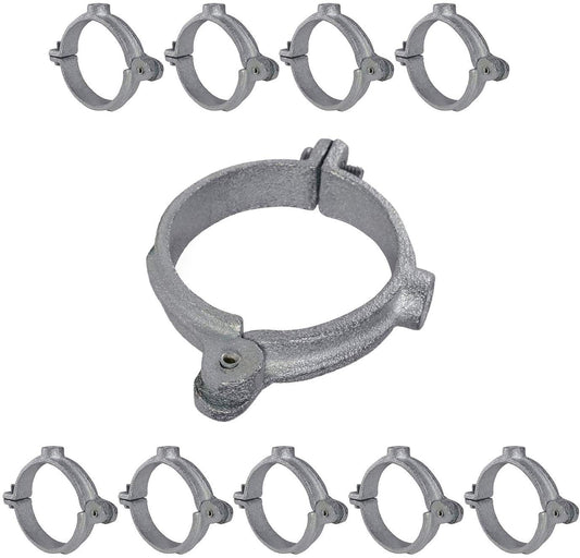 Highcraft Hinged Split Ring Pipe Hanger, 4 in. Galvanized Iron Extension Hanger with 7/8 in. Threaded Rod Fitting for Suspending Tubing (5 Pack)